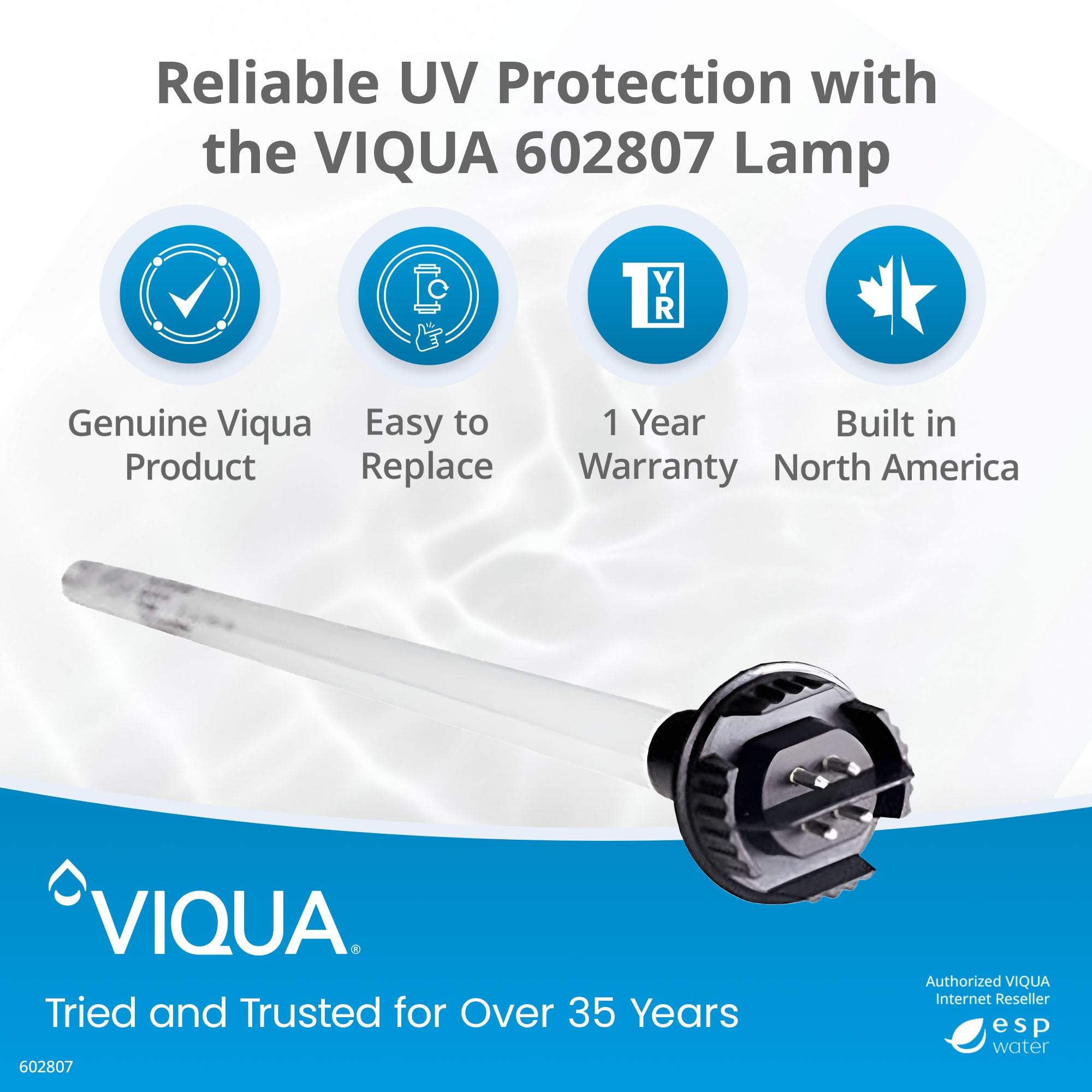 VIQUA 602807 UV lamp benefits for maintaining compatible F4 and PRO15 systems
