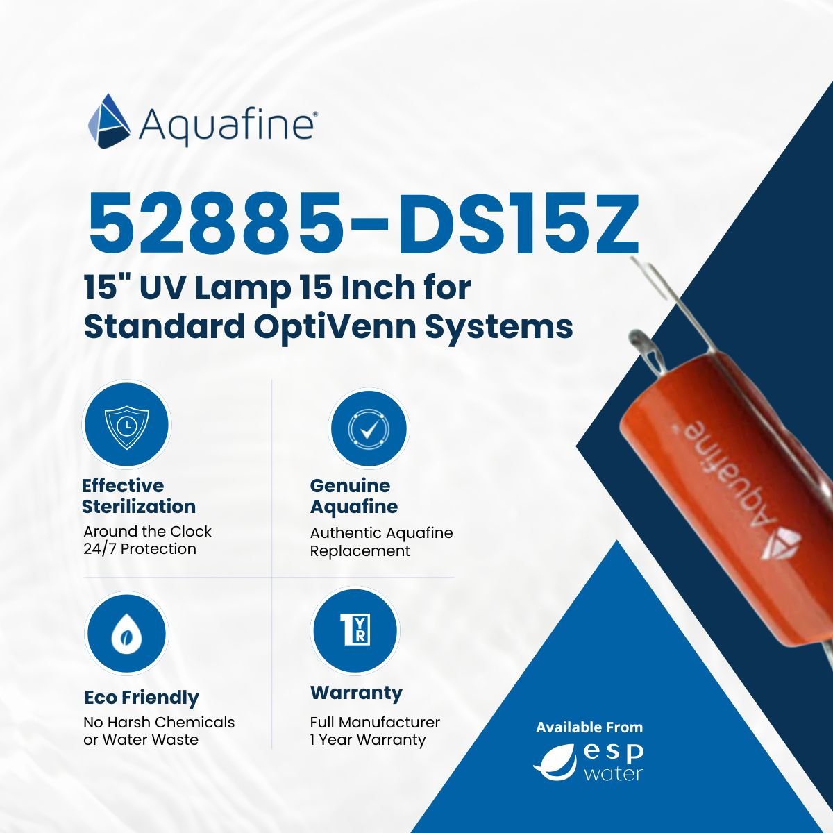 Aquafine 52885-DS15Z genuine replacement UV lamp benefits