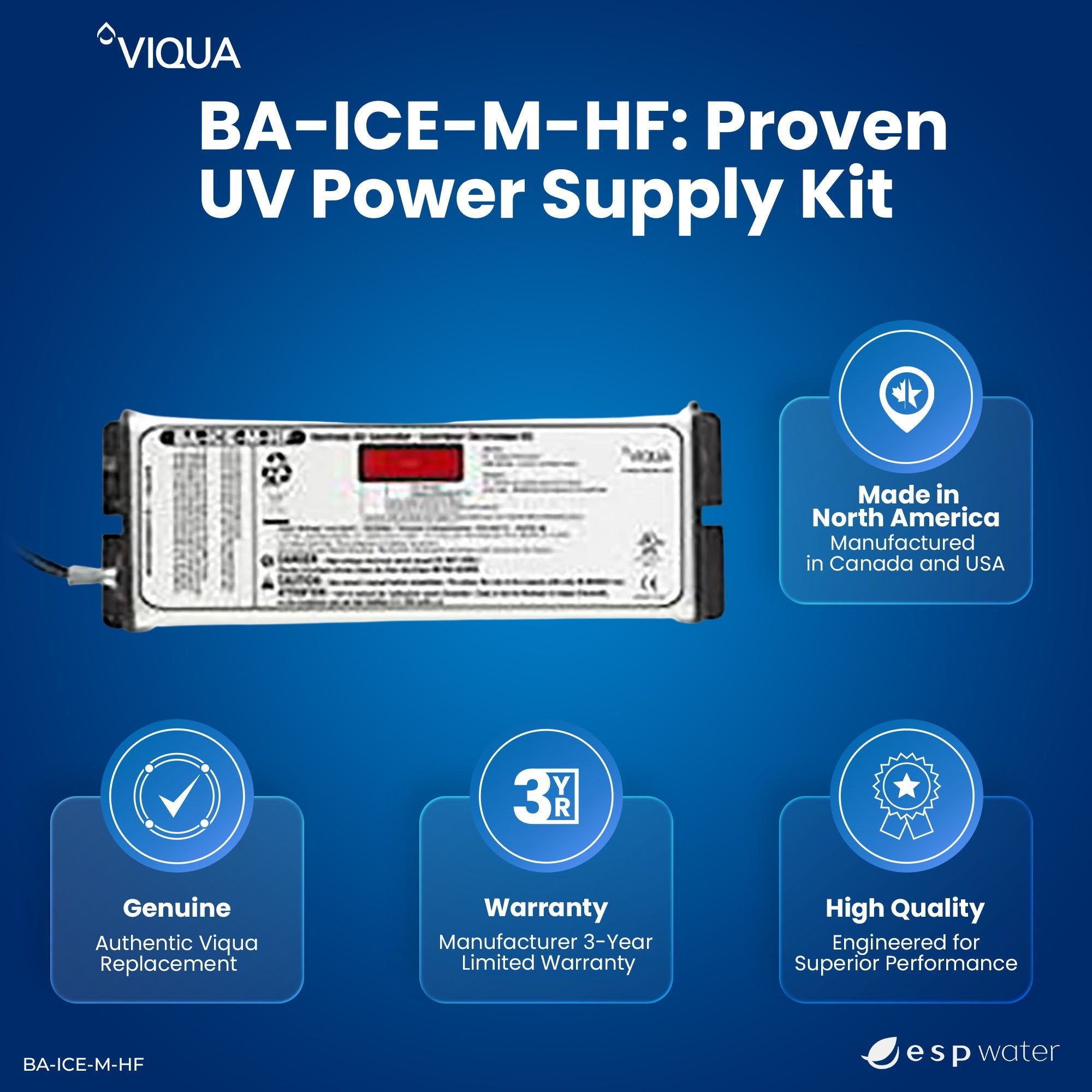 VIQUA BA - ICE - M - HF UV Controller for SHFM - 140, SHFM - 180, SHFM - 290 BA-ICE-M-HF - ESP Water