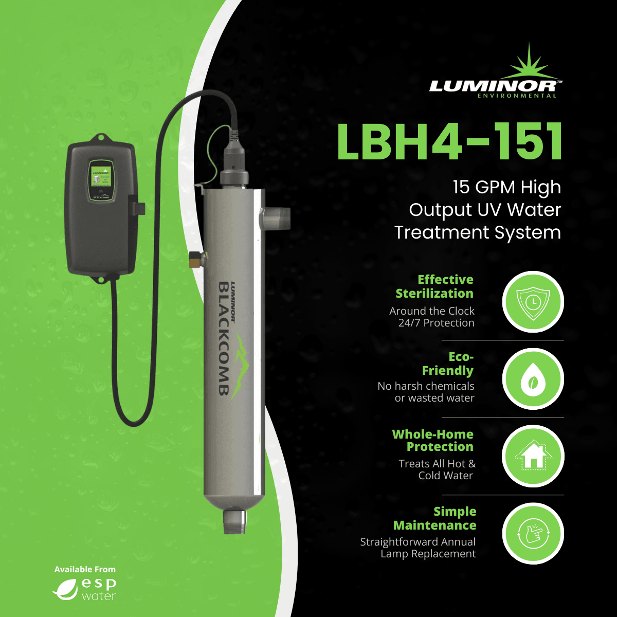 LUMINOR LBH4-151 BLACKCOMB-HO 4.1 UV system benefits for 15 GPM water treatment