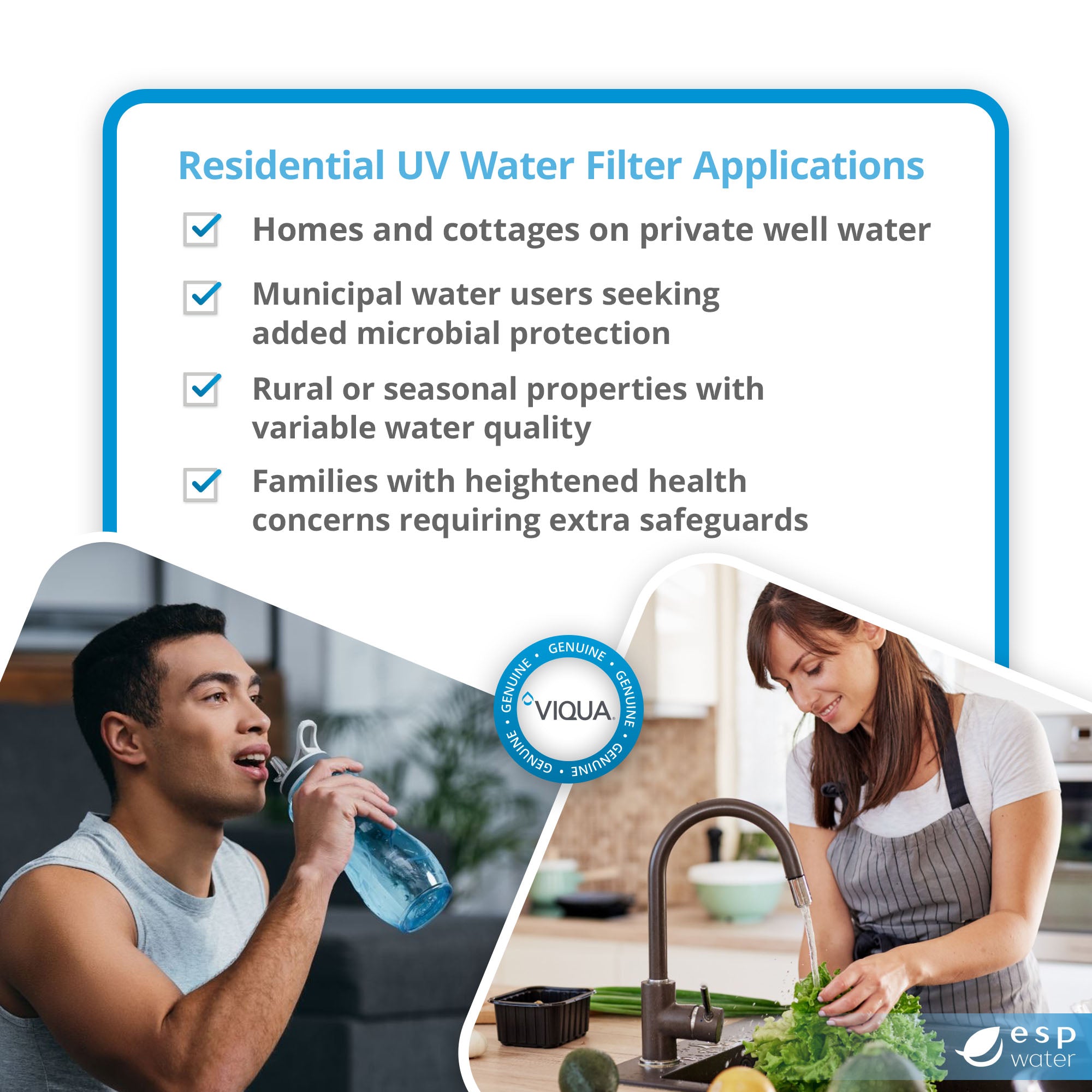 Residential applications for VIQUA UV water treatment systems and replacement products