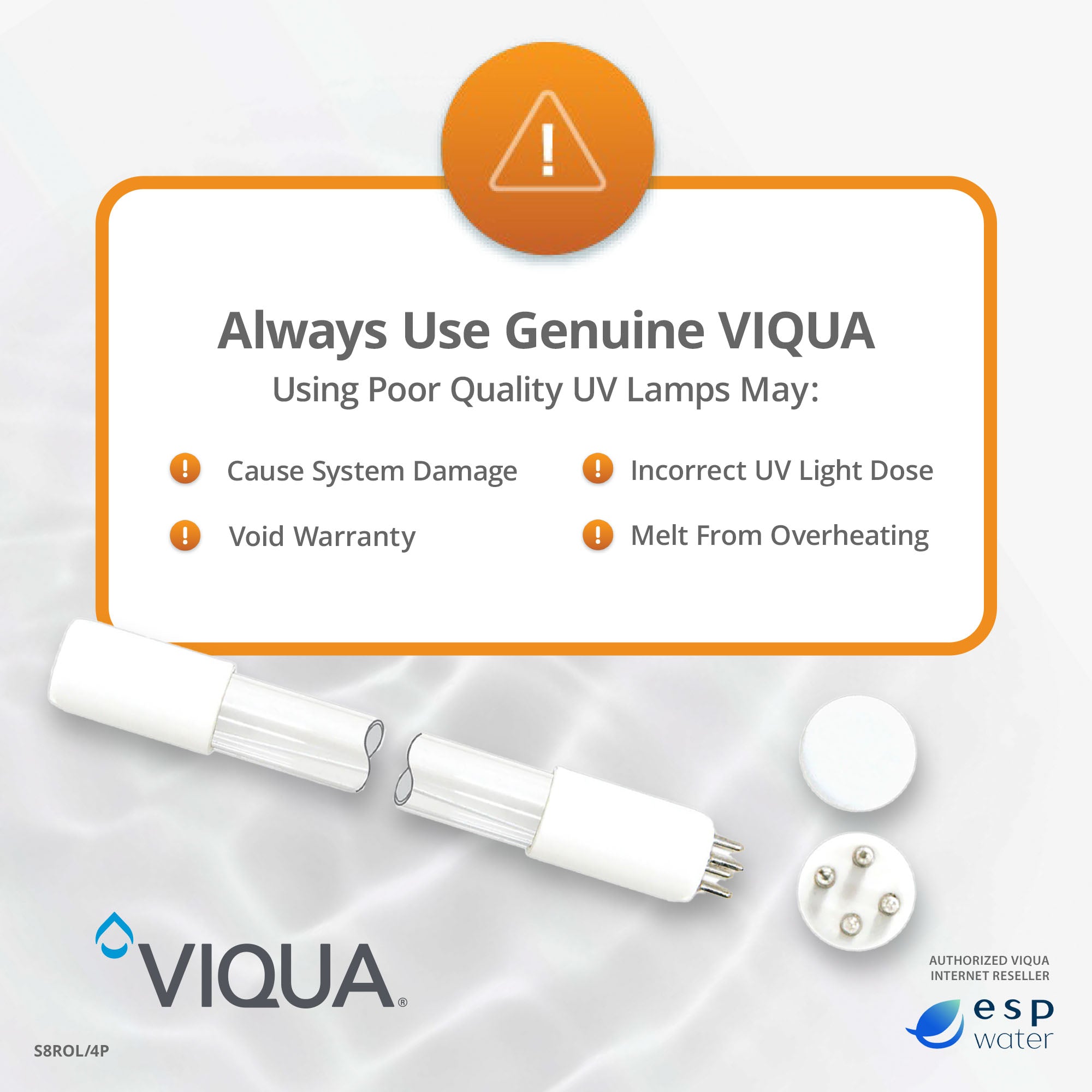 Genuine VIQUA S8ROL/4P ozone UV replacement lamp for S8Q-OZ systems