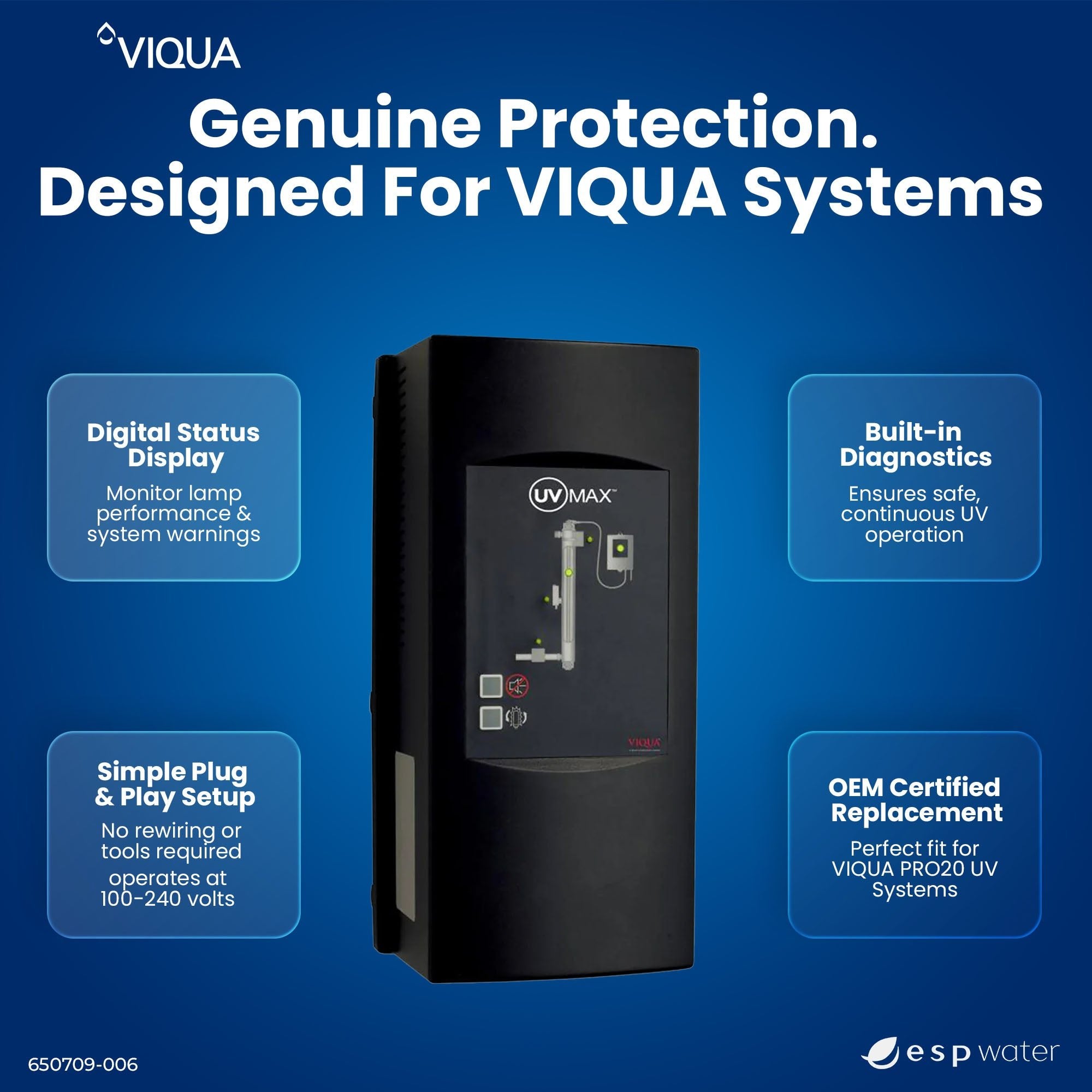 VIQUA 650709-006 PRO20 controller features for lamp-age and accessory monitoring