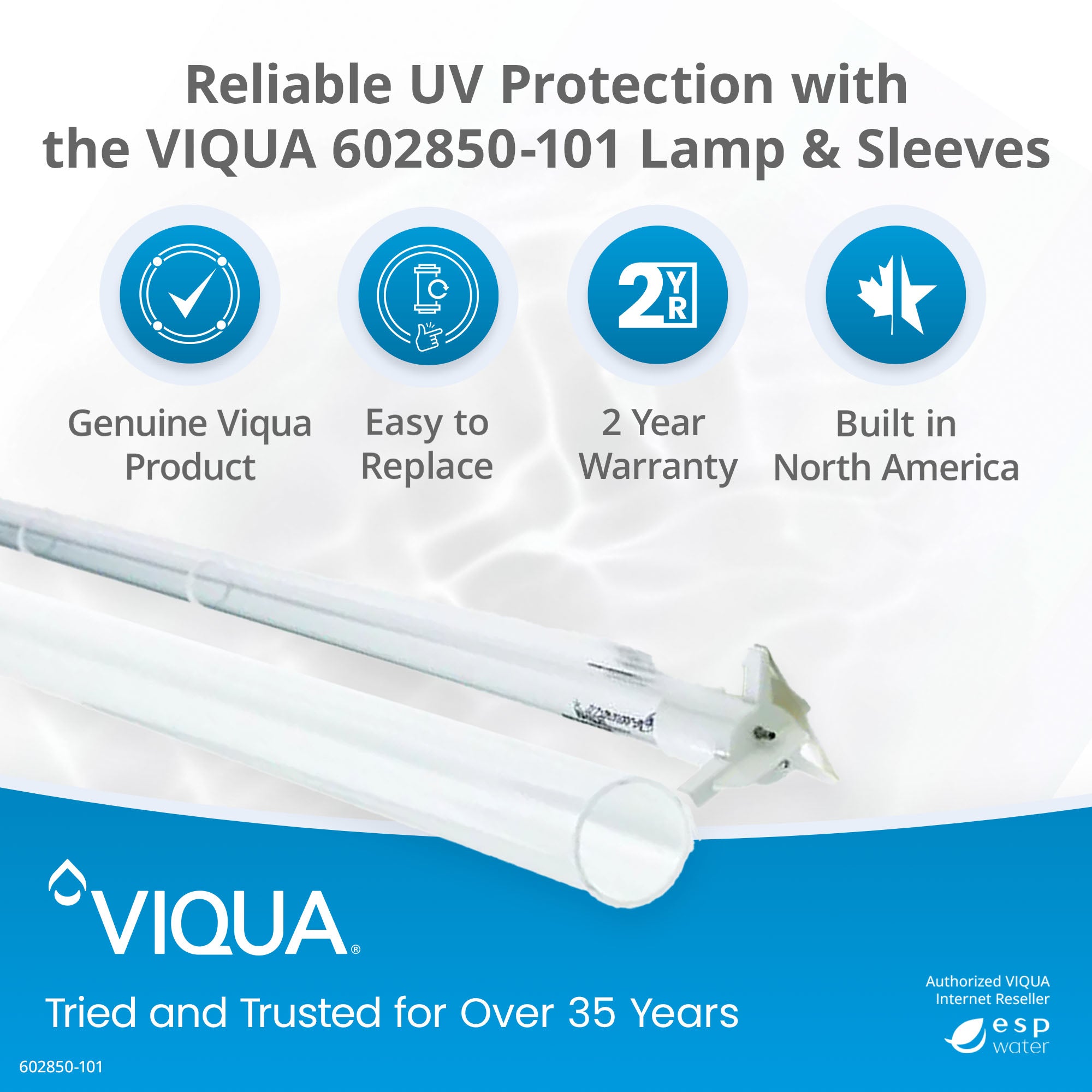 VIQUA 602850-101 lamp and sleeve kit benefits for compatible PRO10, G and G+ UV systems