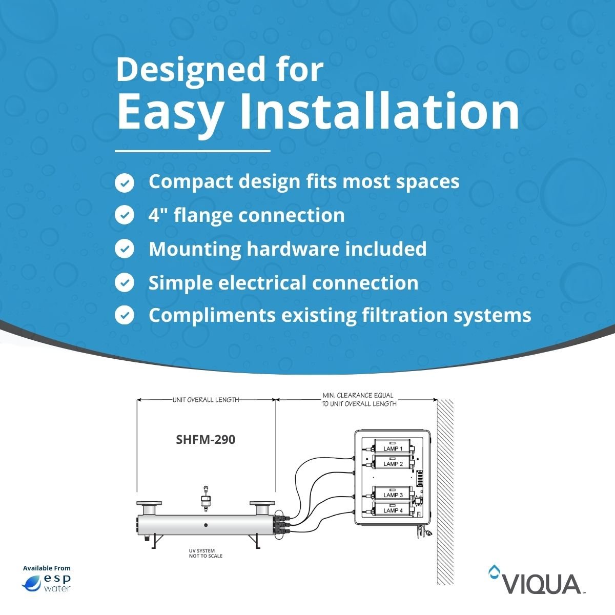 VIQUA SHFM - 290 UV System with Sensor 290 GPM 4" Flange SHFM-290 - ESP Water