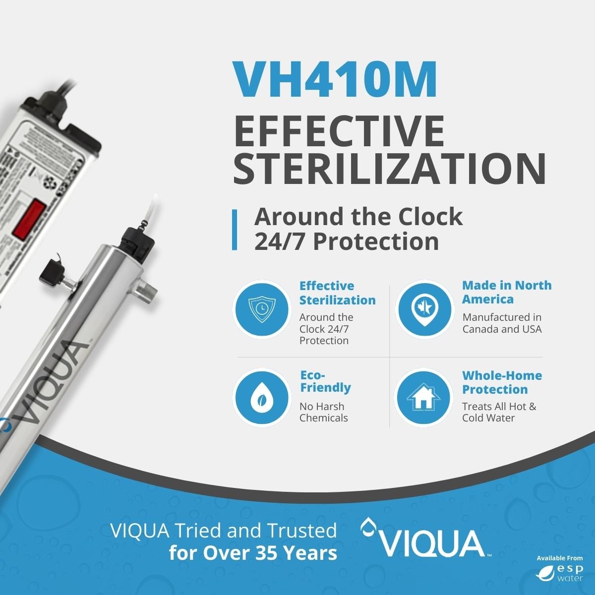 VIQUA VH410M UV system benefits with real-time UV intensity monitoring for up to 18 GPM