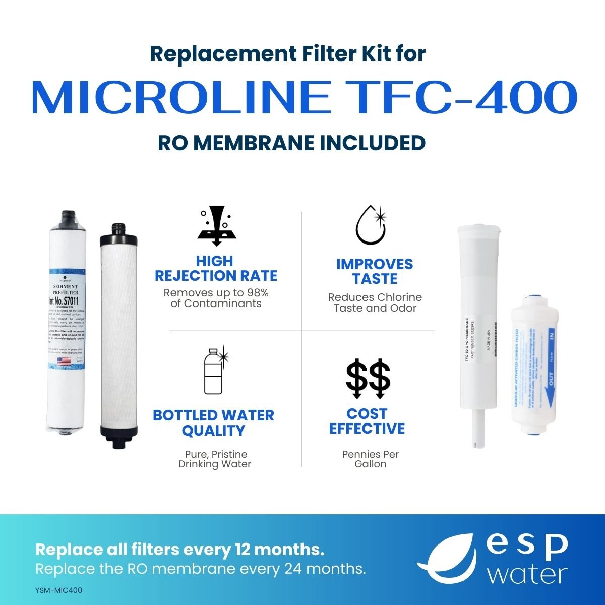 Microline YSM-MIC400 replacement kit benefits for maintaining TFC-400 reverse osmosis filtration