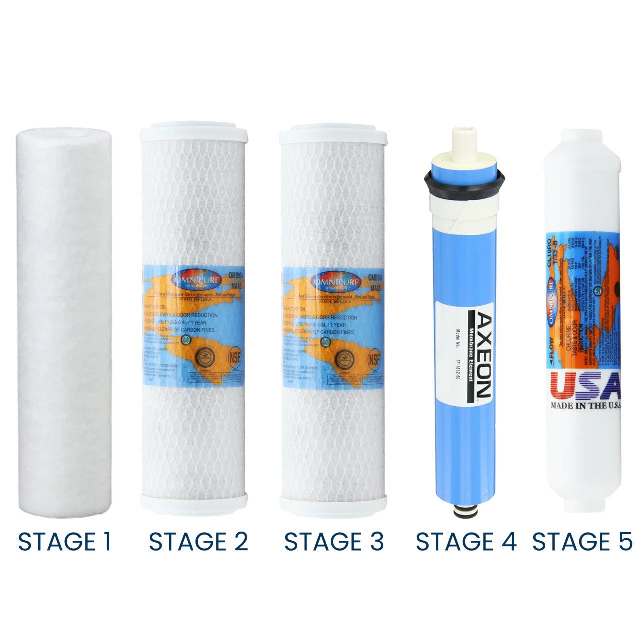 PuROLine PL50T50 compatible filter kit with replacement cartridges and reverse osmosis membrane