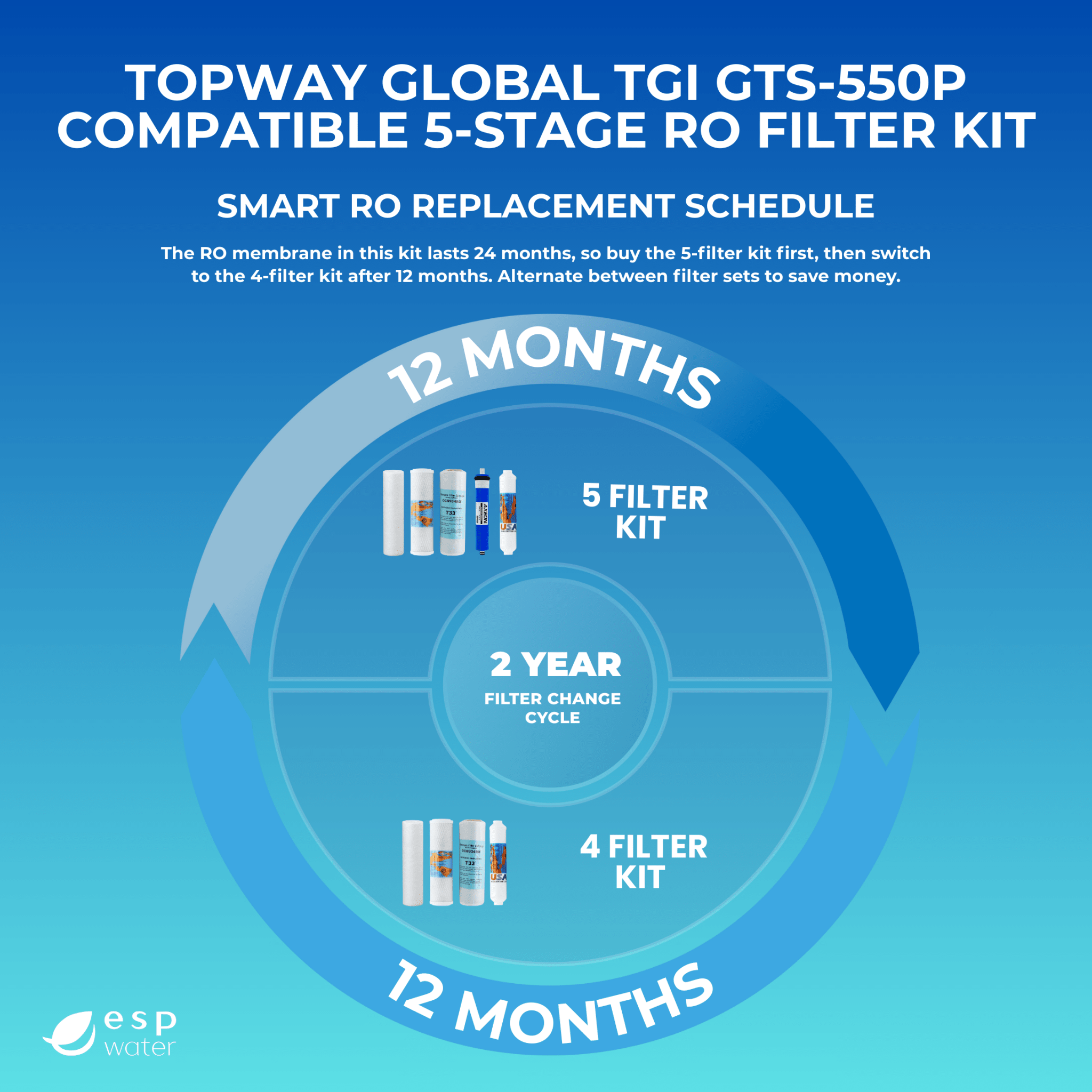 TGI GTS-550P replacement schedule for yearly filters and reverse osmosis membrane maintenance
