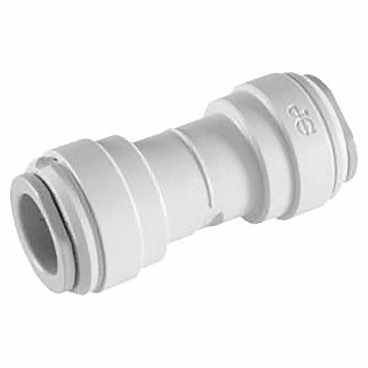John Guest PP0408W union connector with 1/4-inch quick-connect fittings on both ends