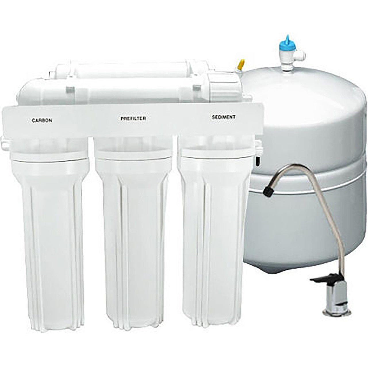 PureValue 5EZ50 five-stage 50 GPD under-sink reverse osmosis system with tank and faucet