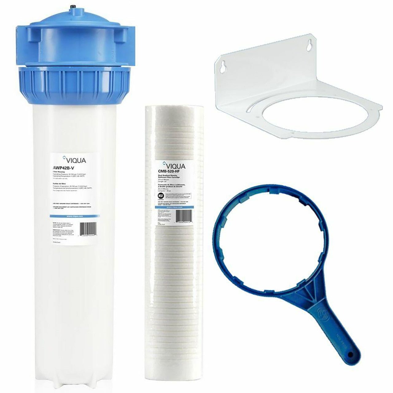 VIQUA AWP42B-V-PS 4.5 x 20 three-piece filter housing kit with 5-micron sediment filter
