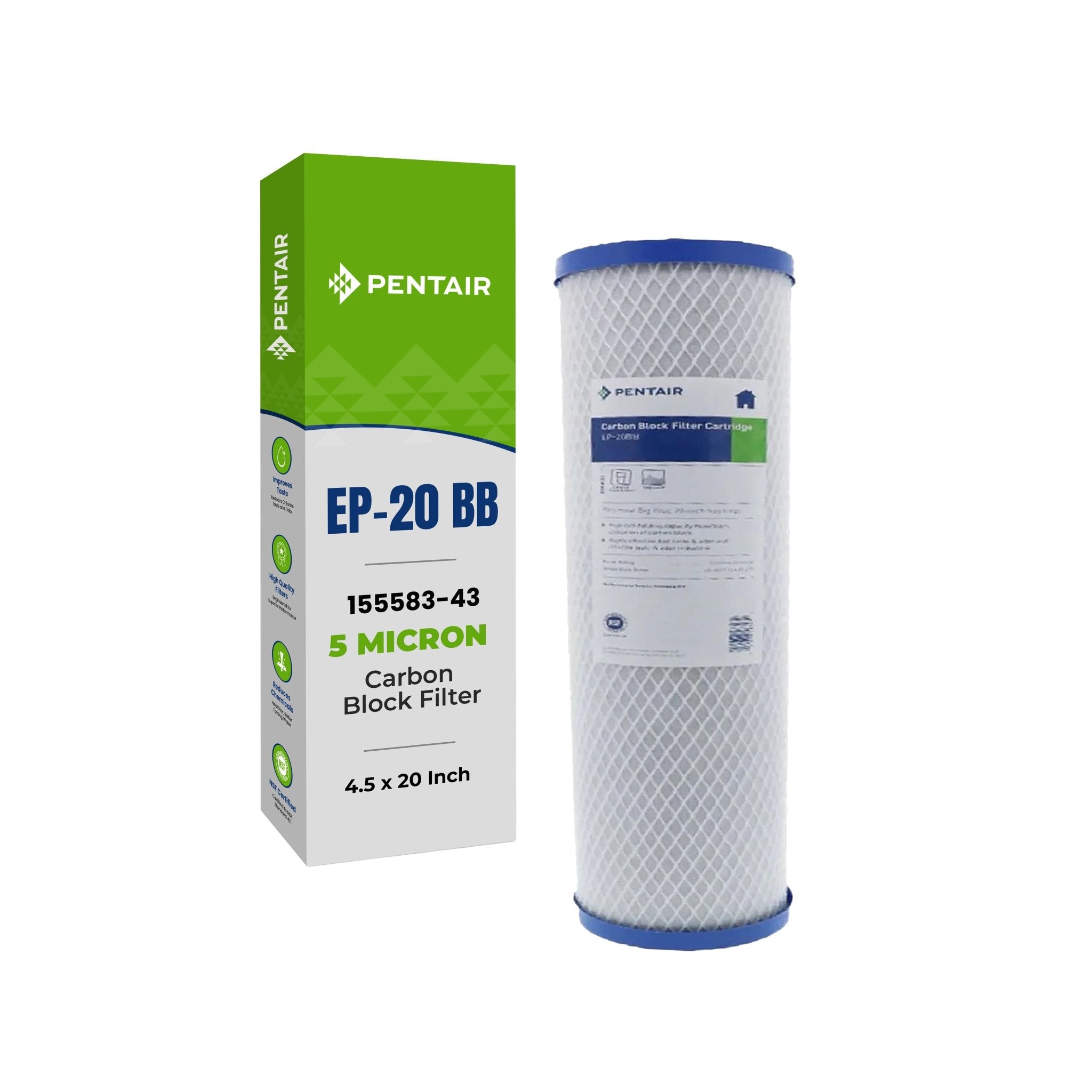 Pentair 155583-43 EP-20 BB 4.5 x 20 inch carbon block replacement filter product details