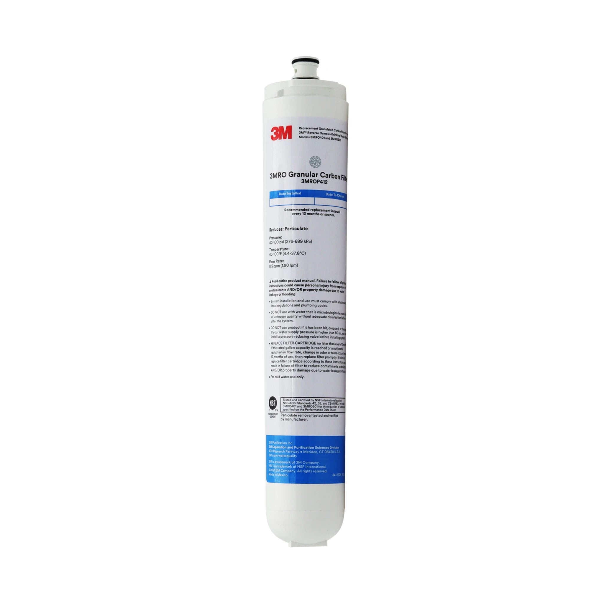 3M Water Factory 3MROP412 granular activated carbon filter for SQC3 and SQC4 reverse osmosis systems
