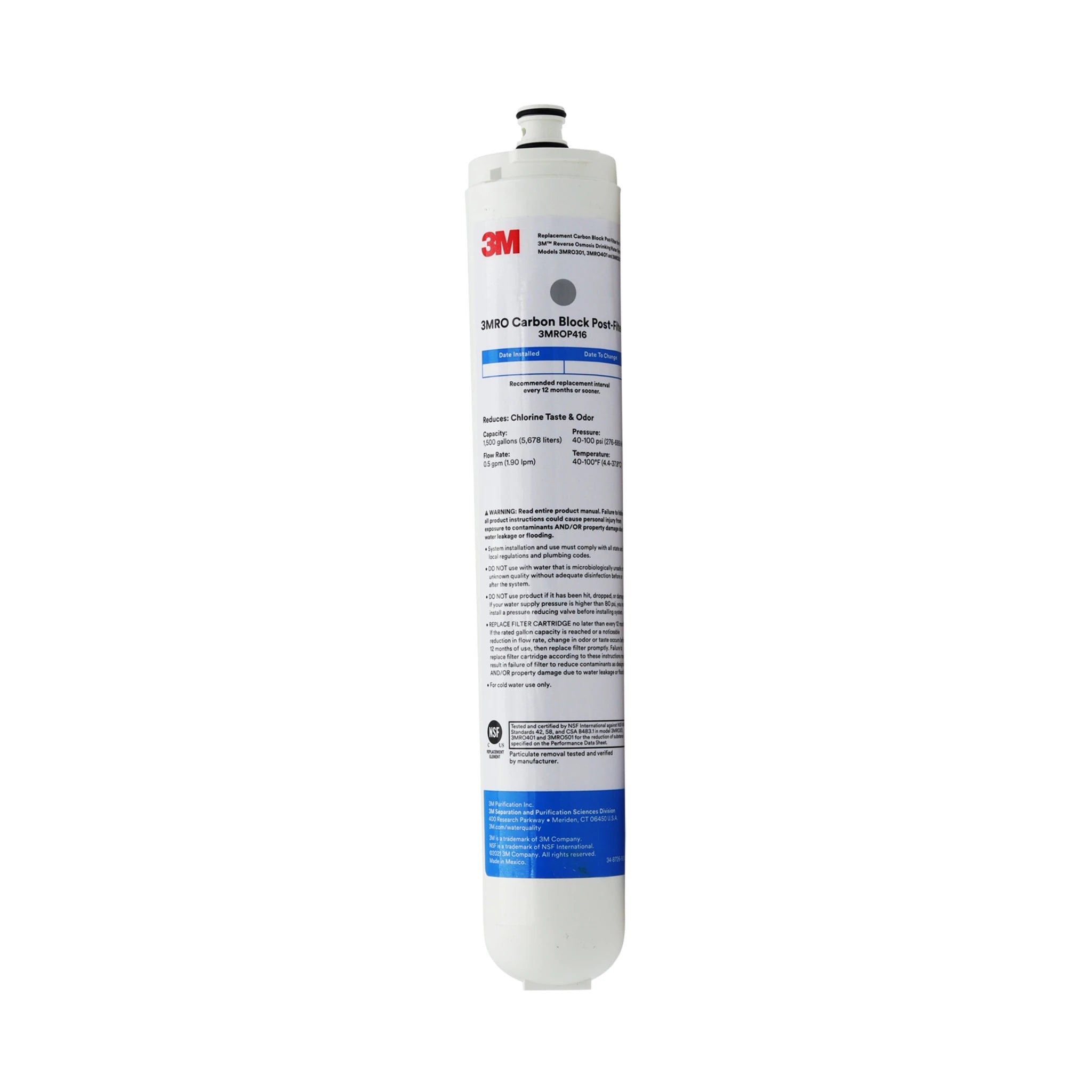 3M Water Factory 3MROP416 5-micron carbon block filter for SQC3 and SQC4 reverse osmosis systems
