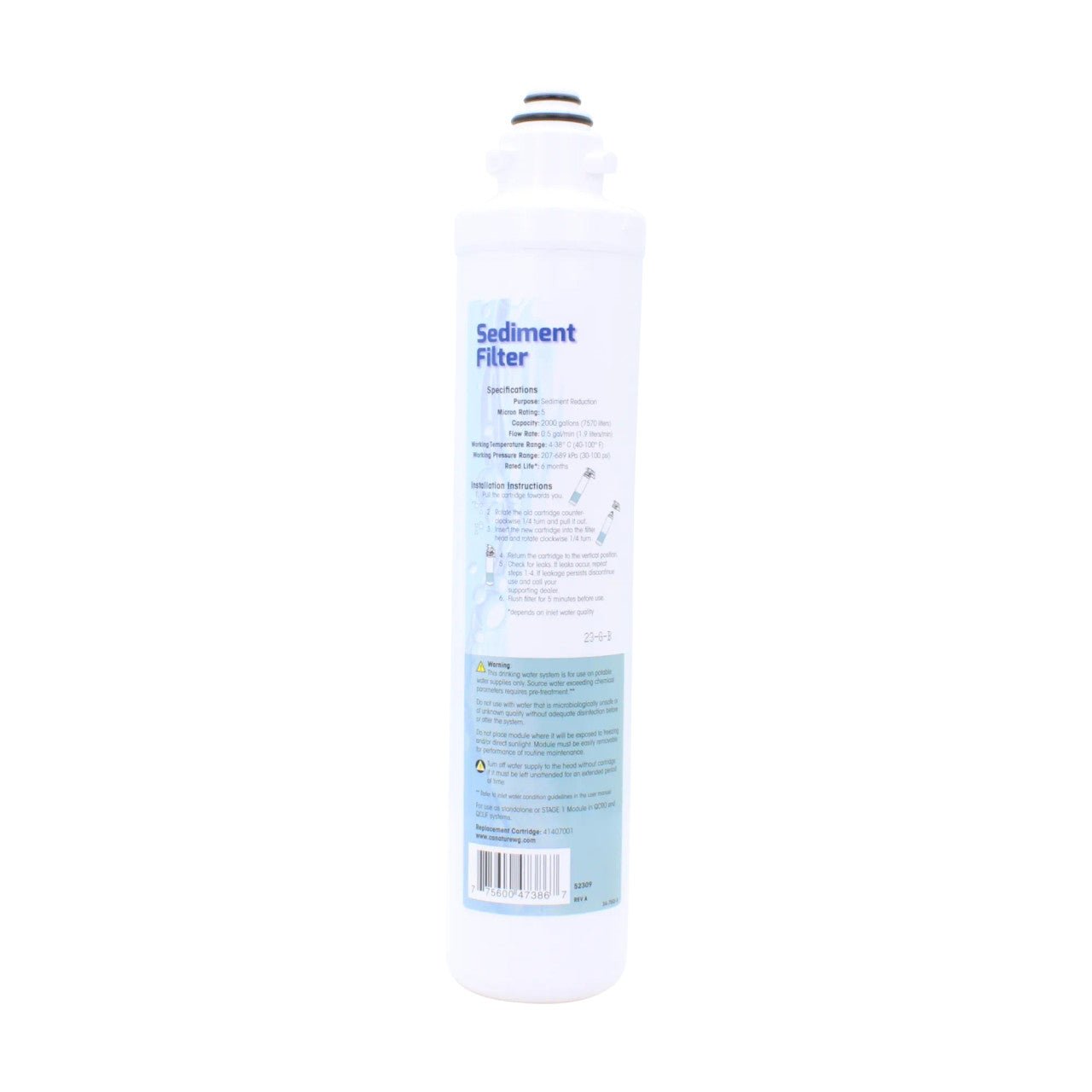 Aqua Flo 41407001 quick-change 5-micron sediment filter for QCRO and QCUF systems