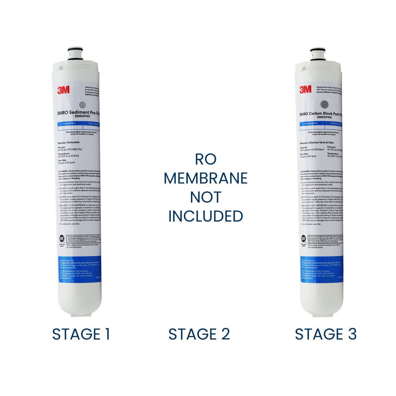 3M SQC3 replacement filter set with 3MROP411 and 3MROP416, 36 GPD RO membrane sold separately