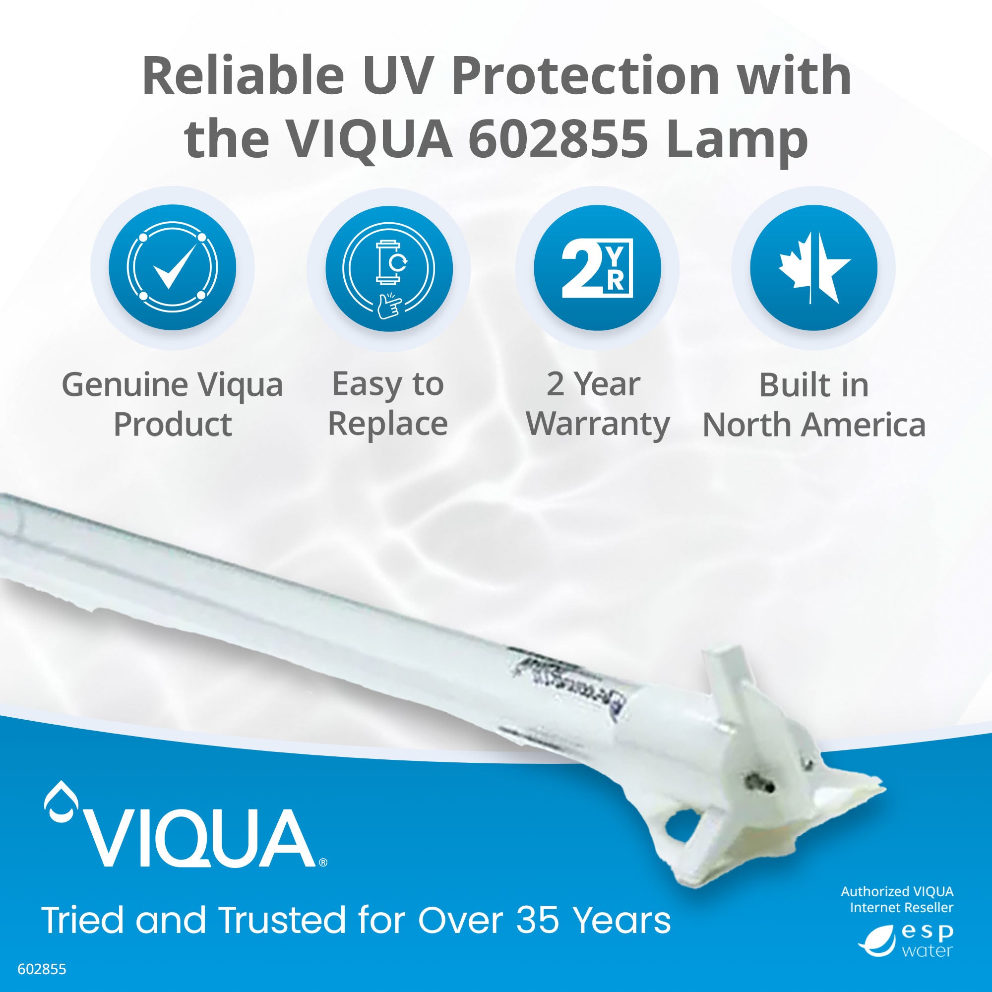VIQUA 602855 amalgam UV lamp benefits for maintaining compatible PRO20, H and H+ systems