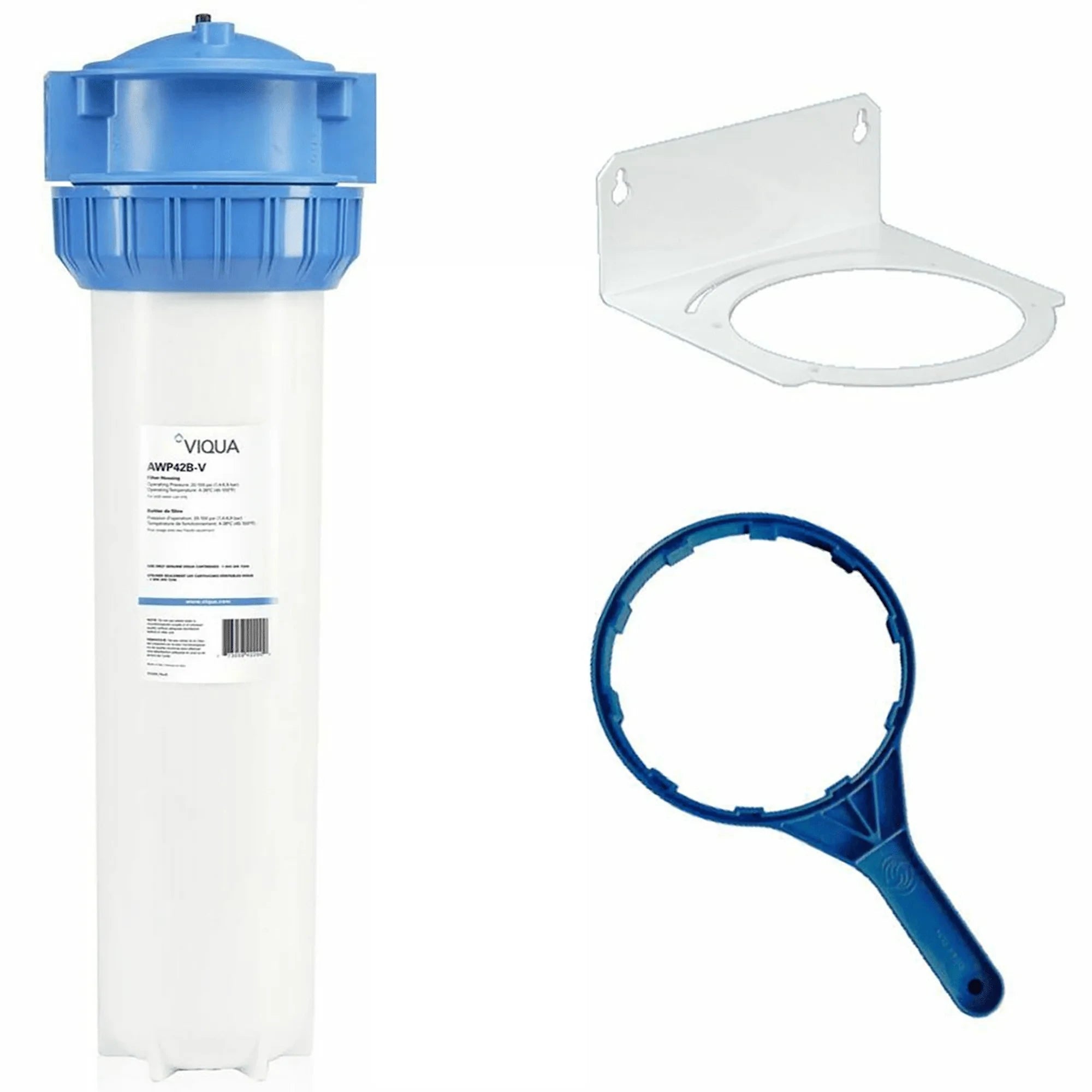 VIQUA AWP42B-V three-piece filter housing kit for 4.5 x 20 inch cartridges with bracket and wrench