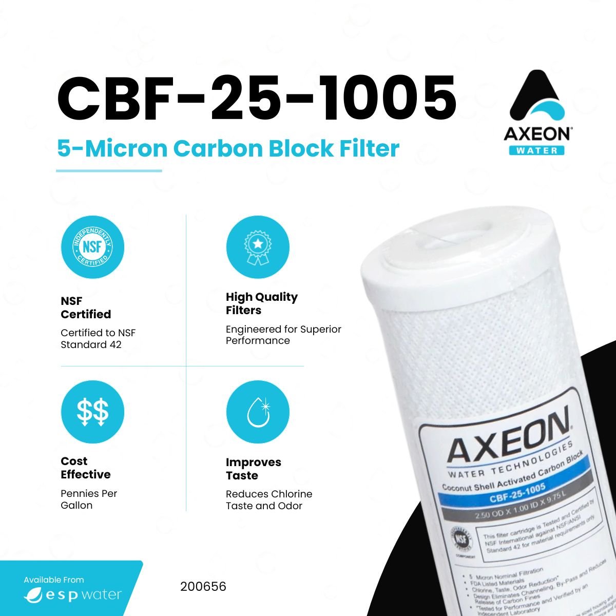 AXEON CBF - 25 - 1005 Carbon Block Filter 5 Microns, 200656 200656 - ESP Water