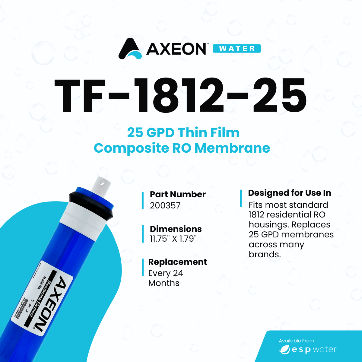 AXEON TF-1812-25 25 GPD reverse osmosis membrane specifications