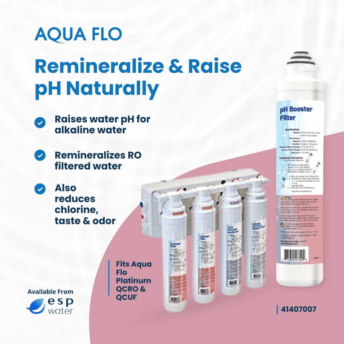 Aqua Flo 41407007 quick-change pH booster filter features for compatible QCRO and QCUF systems