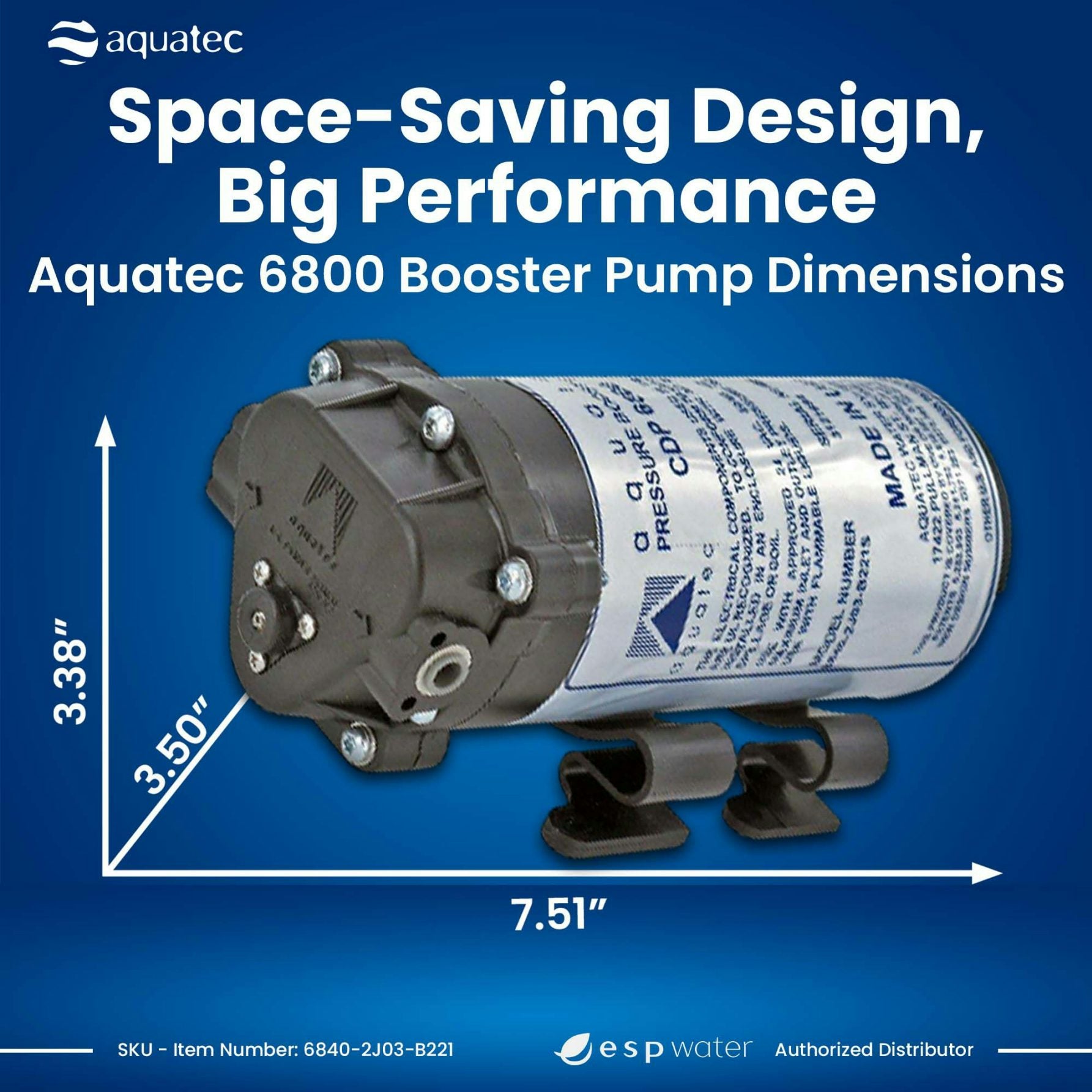 Aquatec 6800 Series booster pump dimensions