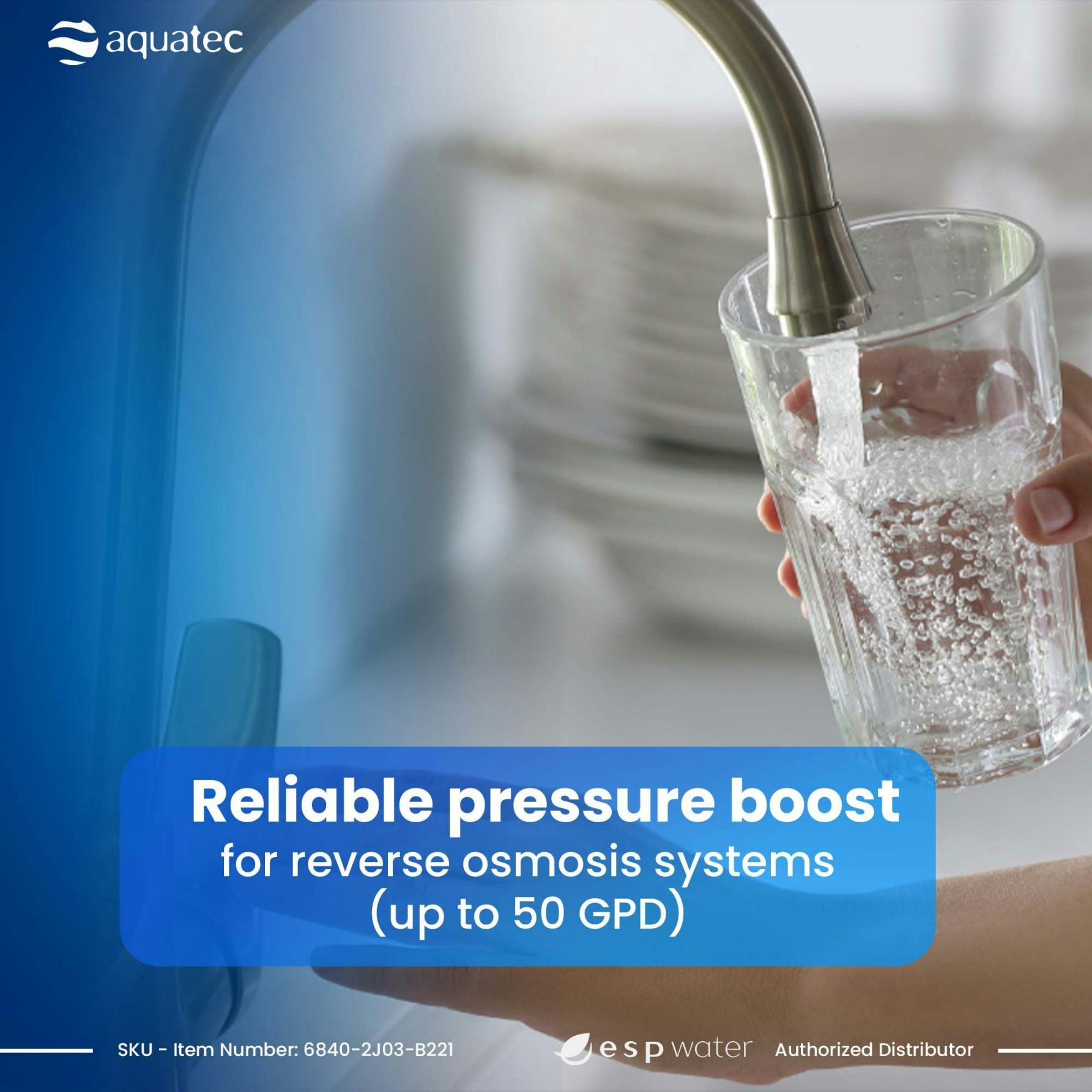 Aquatec 6800 booster pump water-pressure support for reverse osmosis systems up to 50 GPD