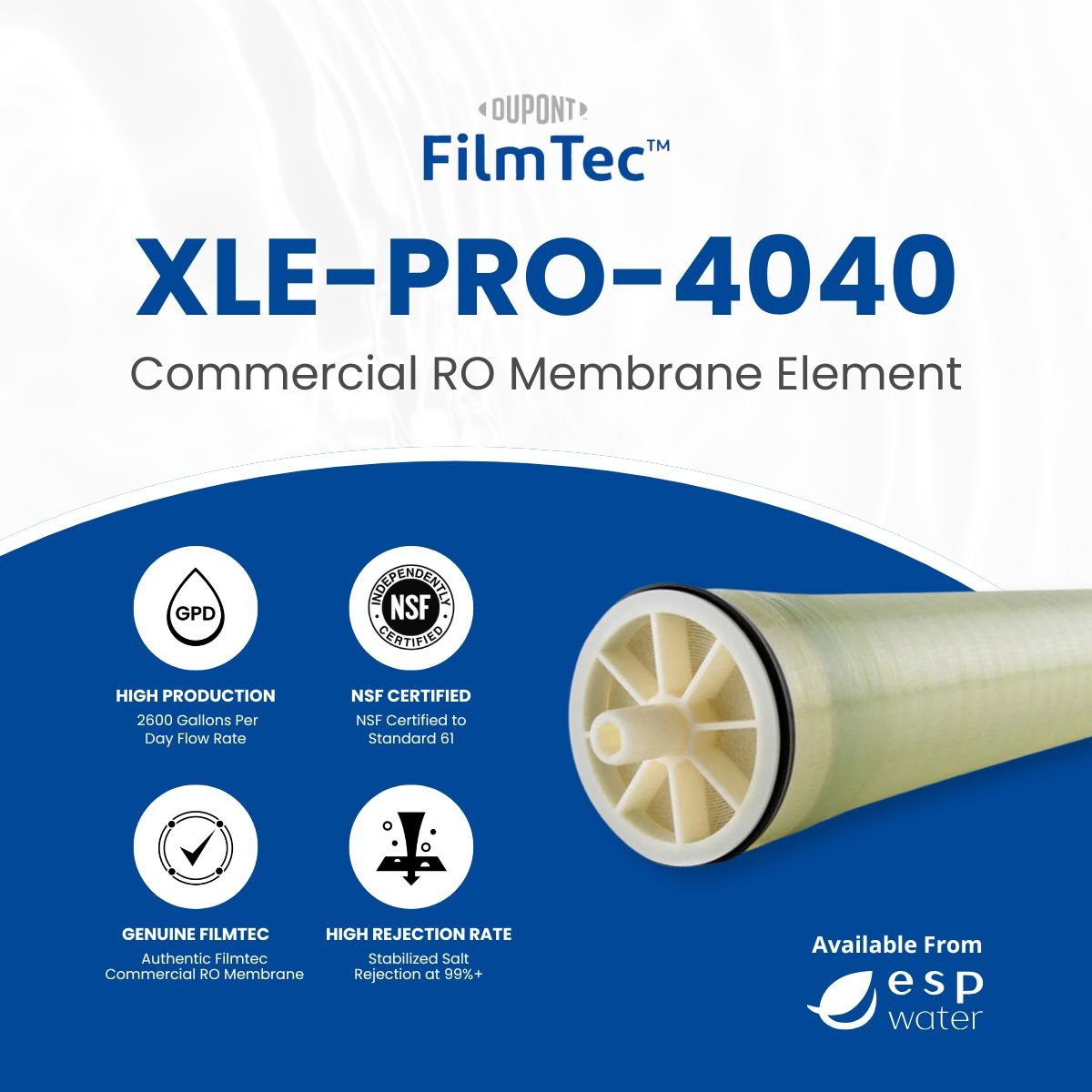 FilmTec XLE PRO - 4040 RO Membrane Brackish Water 2600 GPD 4"x40" XLE-PRO-4040 - ESP Water