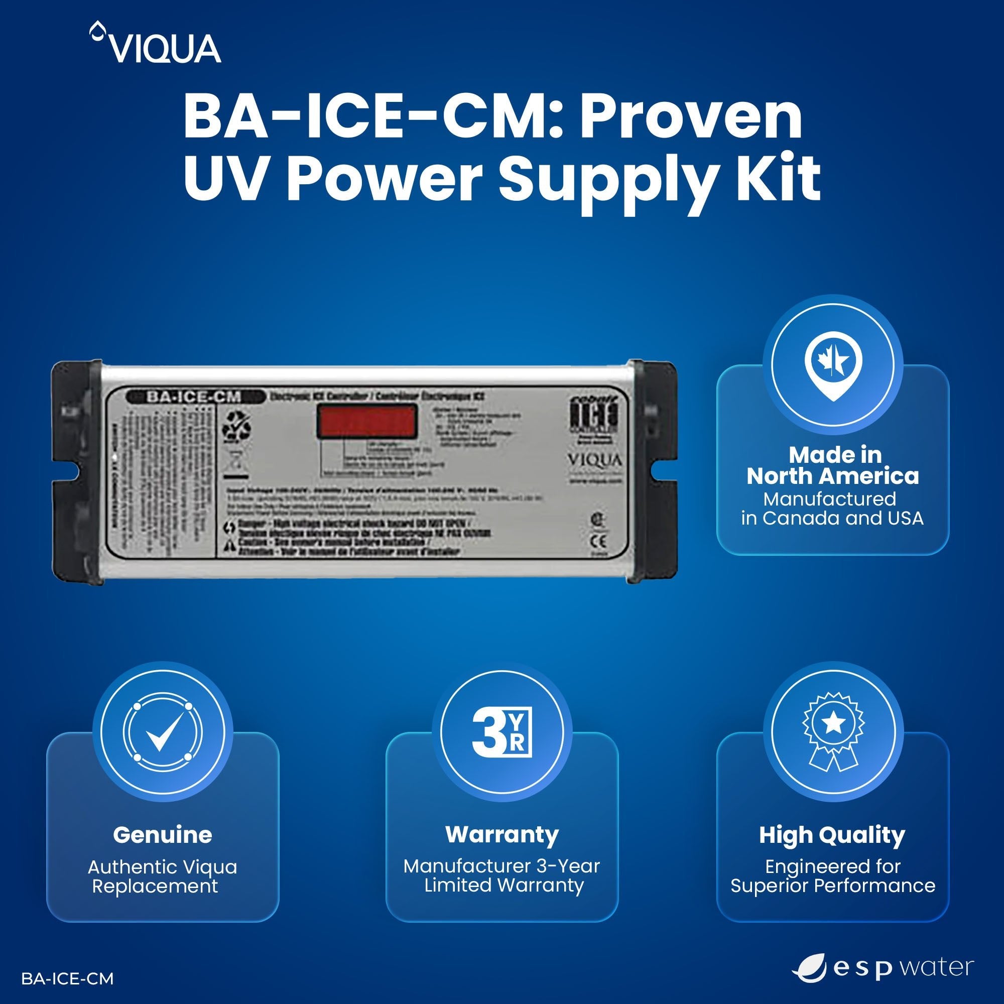 Genuine VIQUA BA-ICE-CM replacement controller with three-year warranty