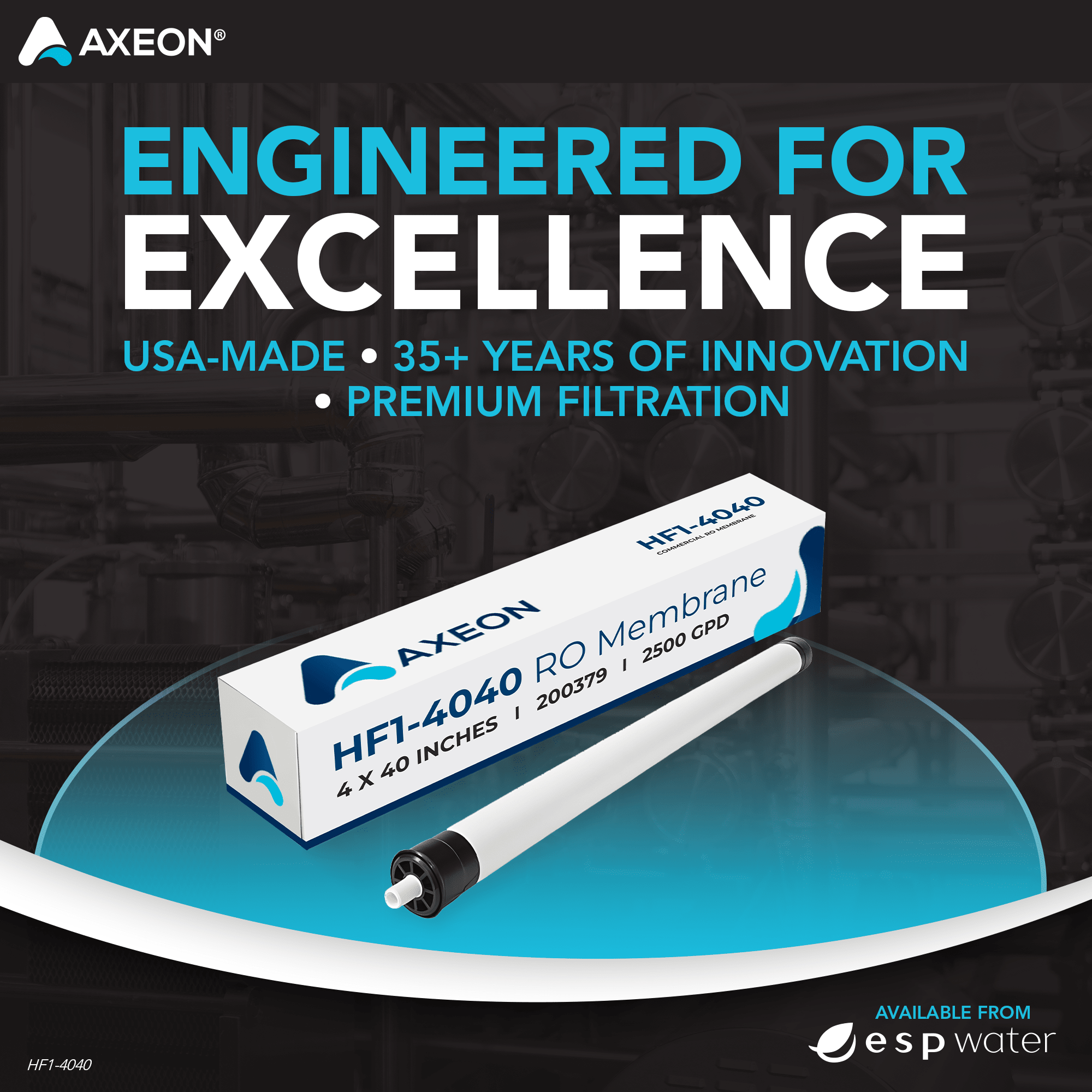 AXEON HF1-4040 reverse osmosis membrane engineered for commercial water treatment performance