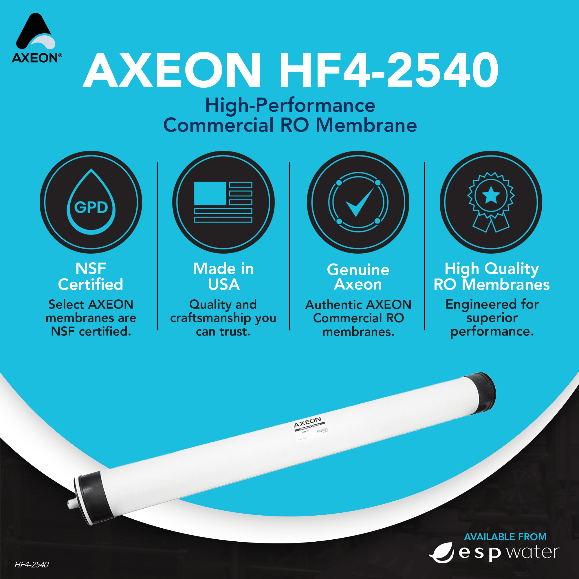 AXEON HF4-2540 membrane benefits for extra-low-energy commercial reverse osmosis applications