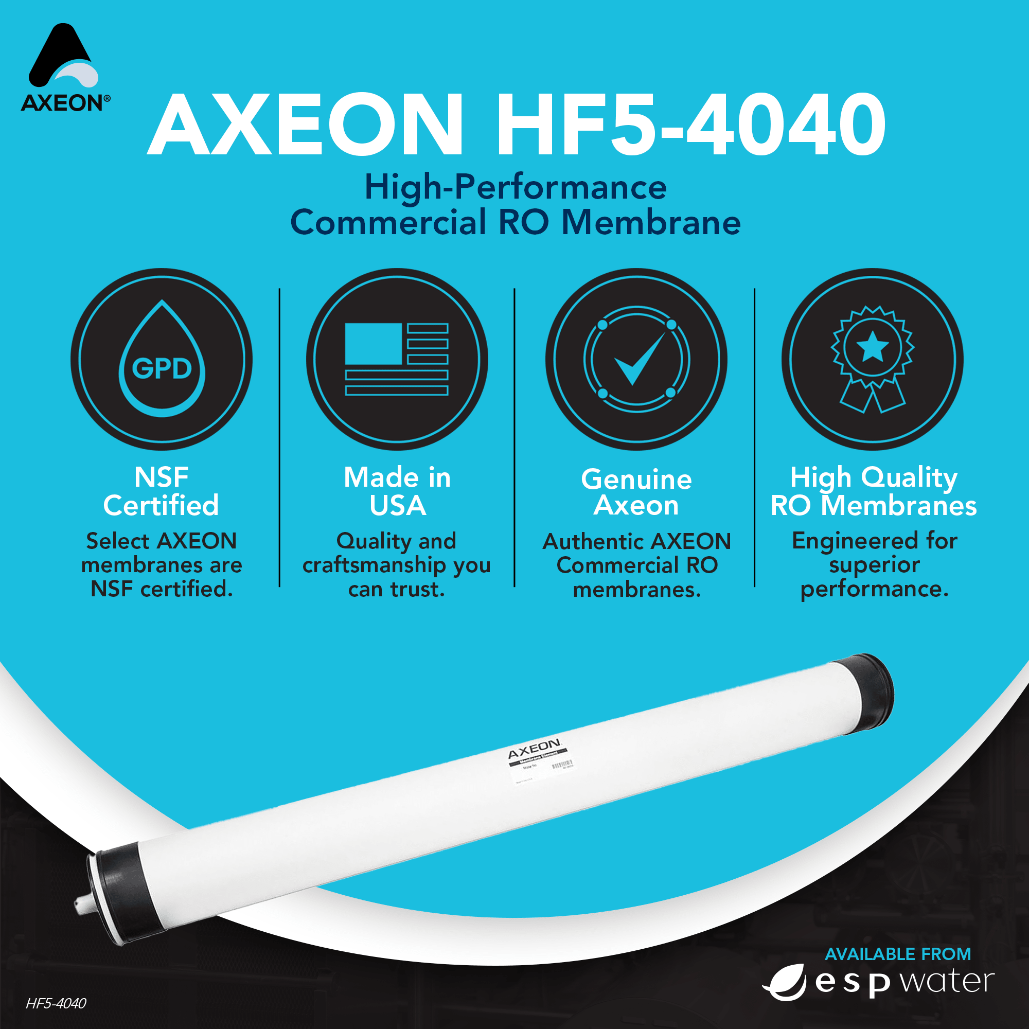 AXEON HF5-4040 membrane benefits for ultra-low-energy commercial reverse osmosis applications