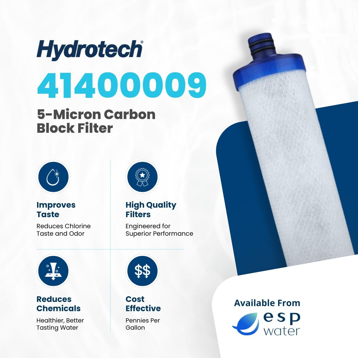 Hydrotech 41400009 carbon block filter benefits for chlorine taste odor and sediment reduction