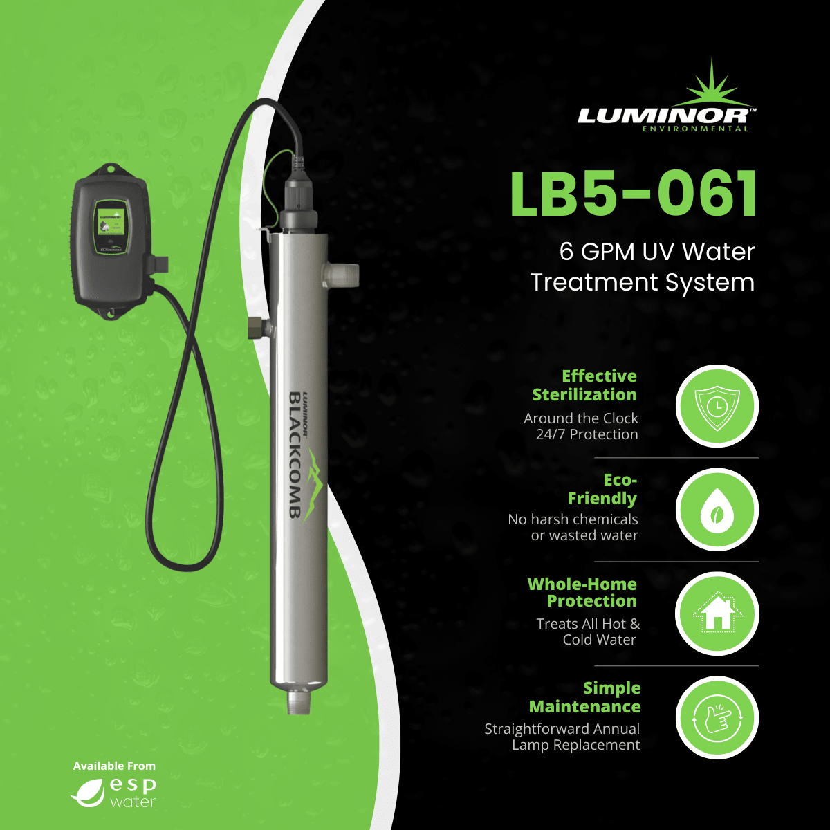 LUMINOR LB5-061 BLACKCOMB 5.1 UV system benefits for 6 GPM water treatment