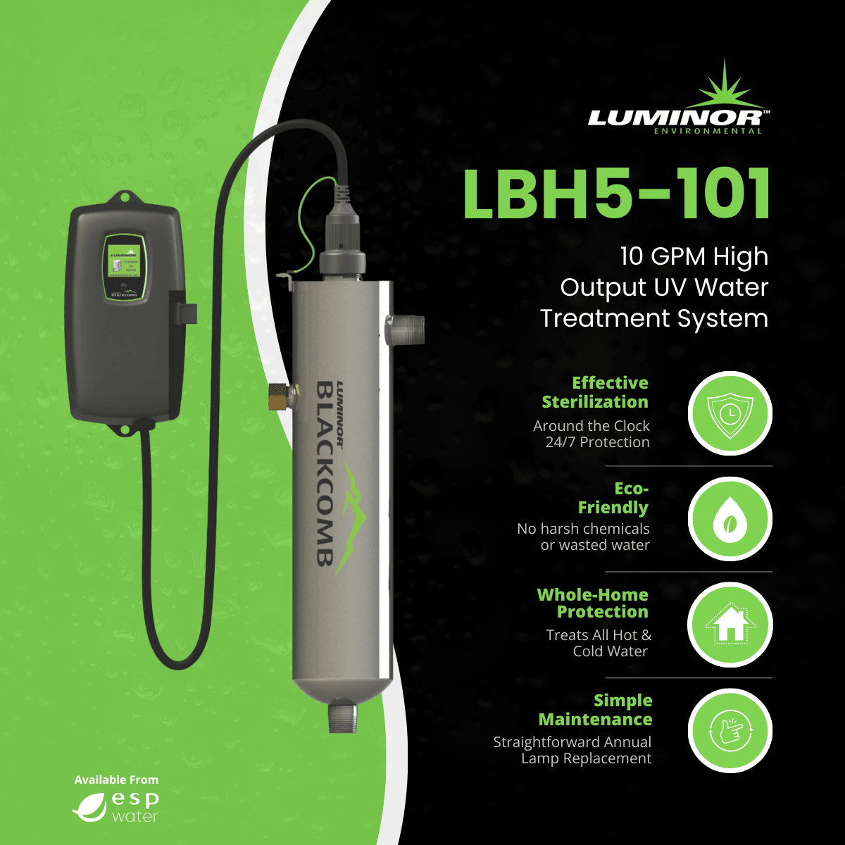LUMINOR LBH5-101 BLACKCOMB-HO 5.1 UV system benefits for 10 GPM water treatment