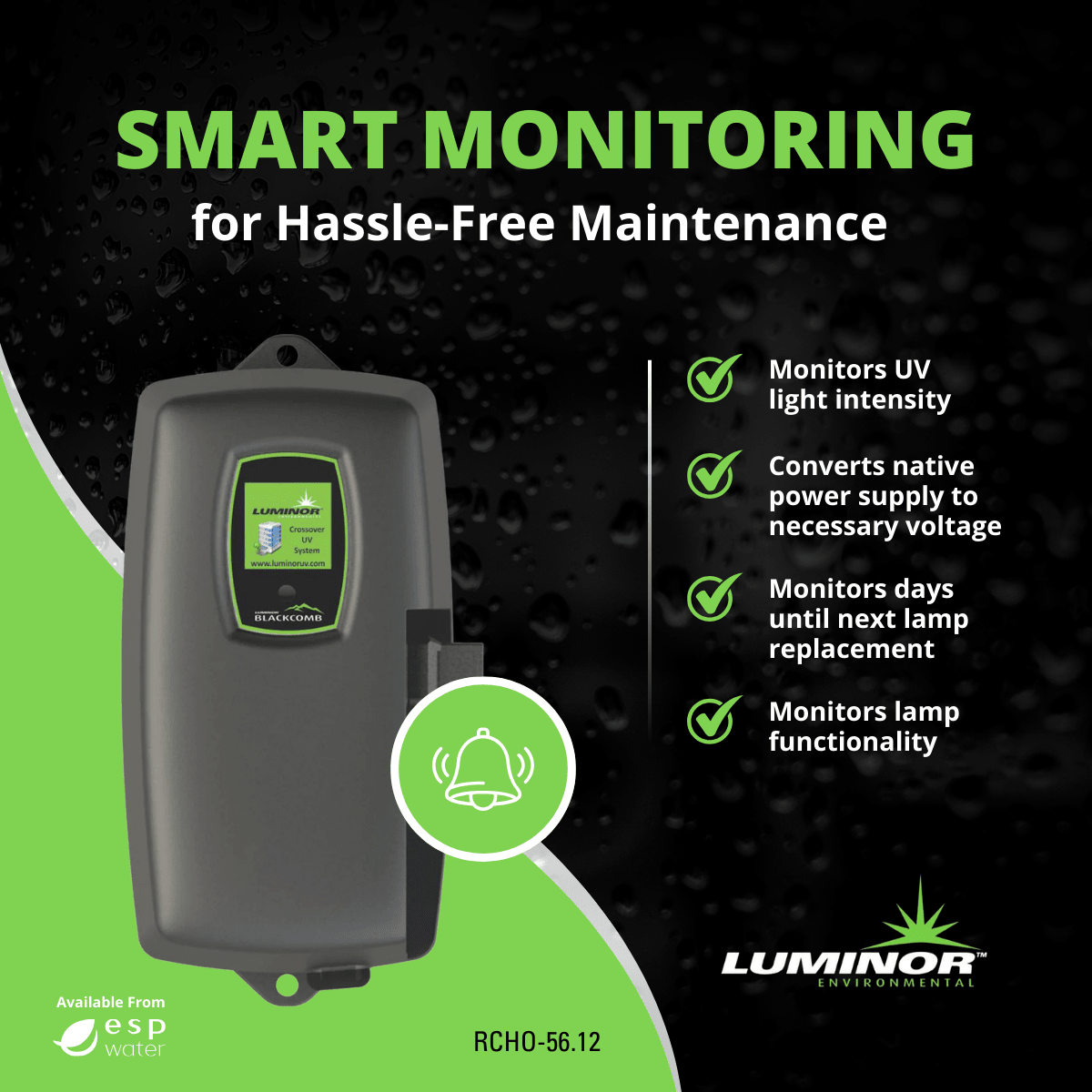 Luminor Blackcomb - HO 6.1 LBH6 - 101 UV System with Sensor 10 GPM 3/4" MNPT LBH6-101 - ESP Water