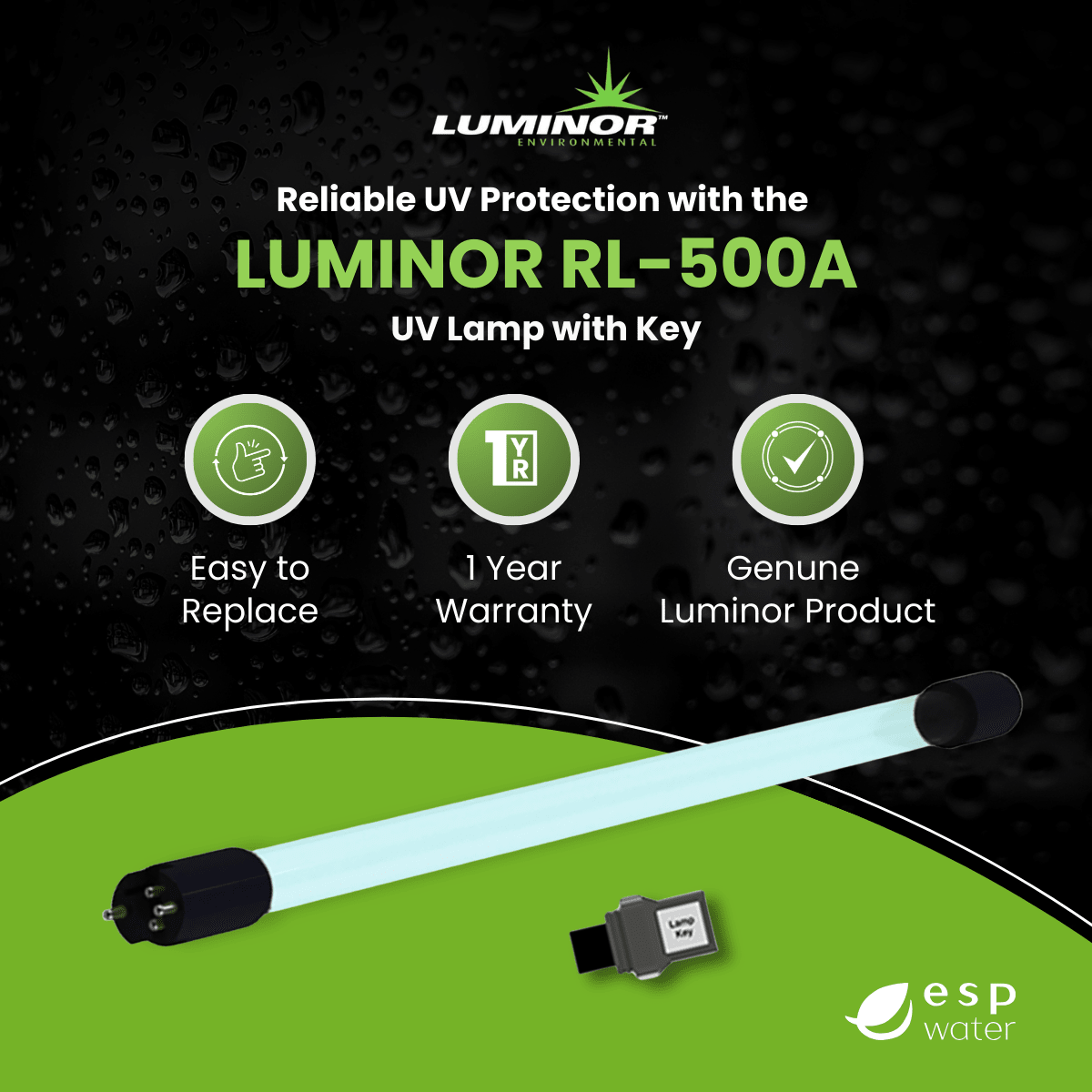 Luminor RL - 500A UV Replacement Lamp for LR5 - 355, LR6 - 355 Ultraviolet System RL-500A - ESP Water