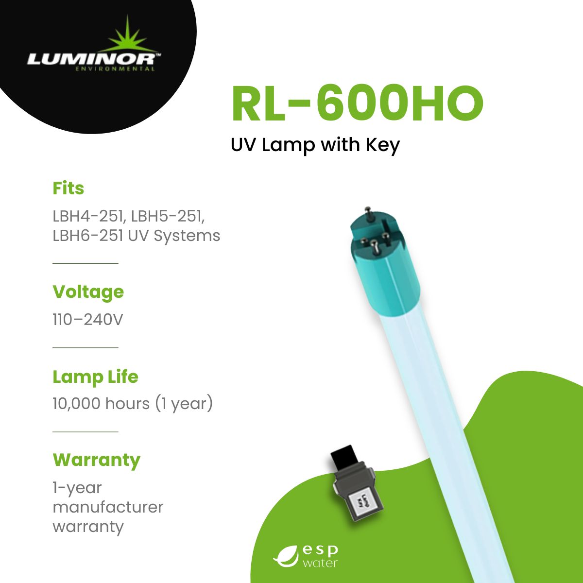 Luminor RL-210HO UV Lamp with Key Specifications