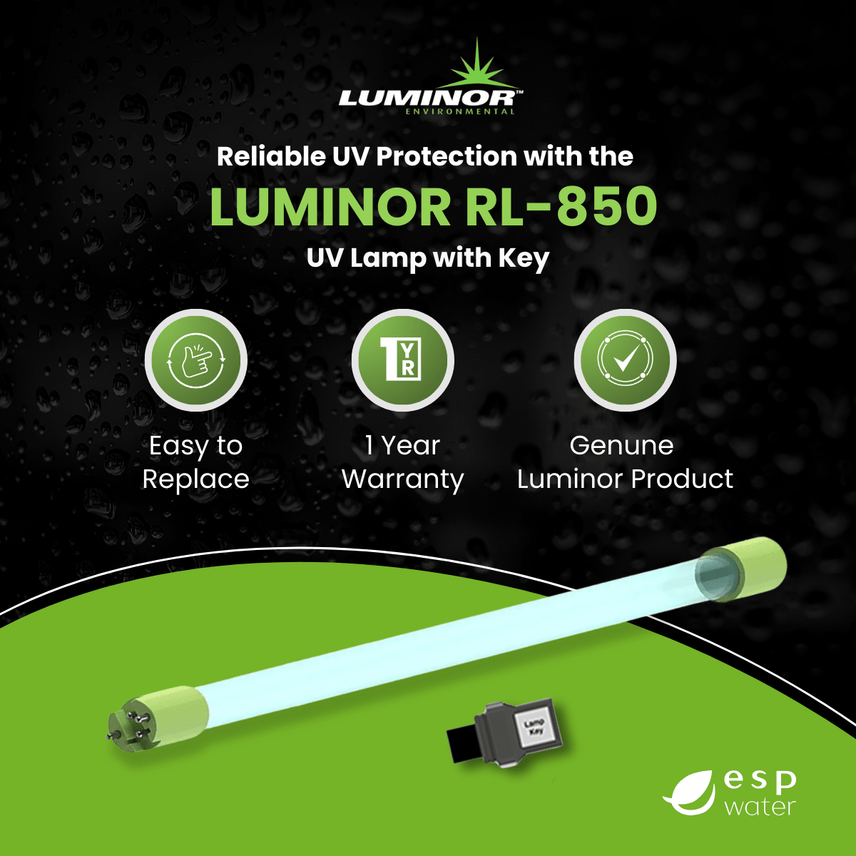 Luminor RL-850 genuine UV replacement lamp benefits for BLACKCOMB -201 systems