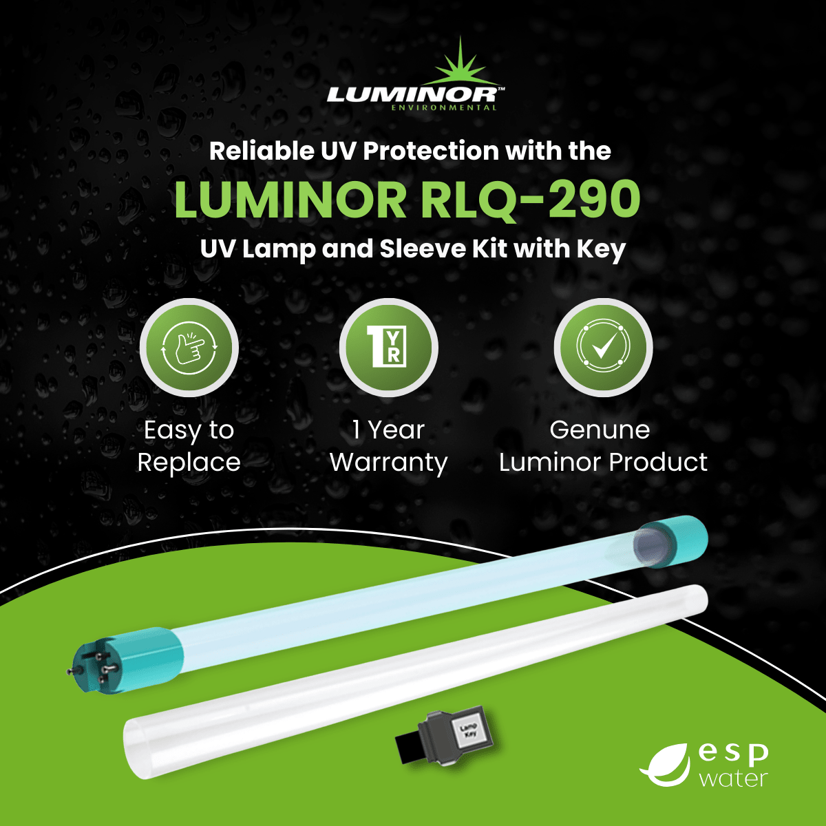 Luminor RLQ - 290 UV Lamp and Sleeve Kit for LB4 - 031, LB5 - 031, LB6 - 031 RLQ-290 - ESP Water