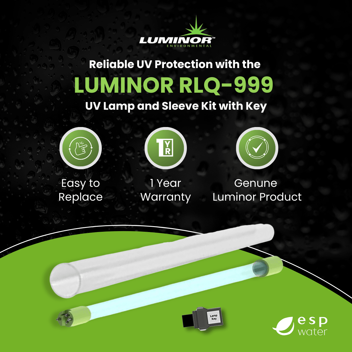 LUMINOR RLQ-999 lamp and sleeve kit benefits for BLACKCOMB -151 UV systems