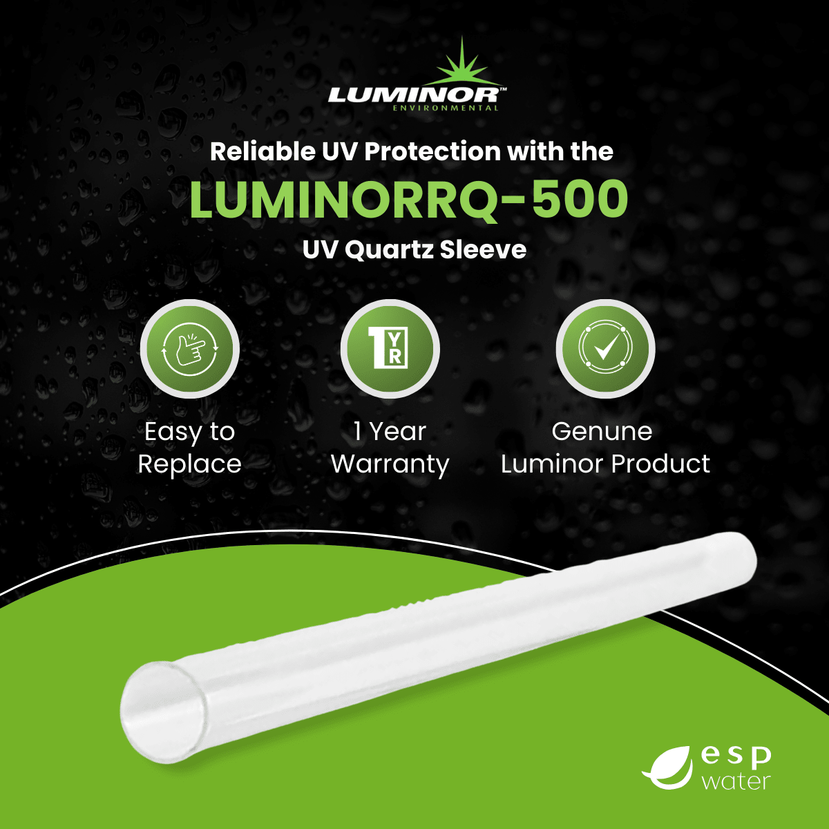 Luminor RQ - 500 UV Quartz Sleeve for LR5 - 352, LR6 - 352 RQ-500 - ESP Water