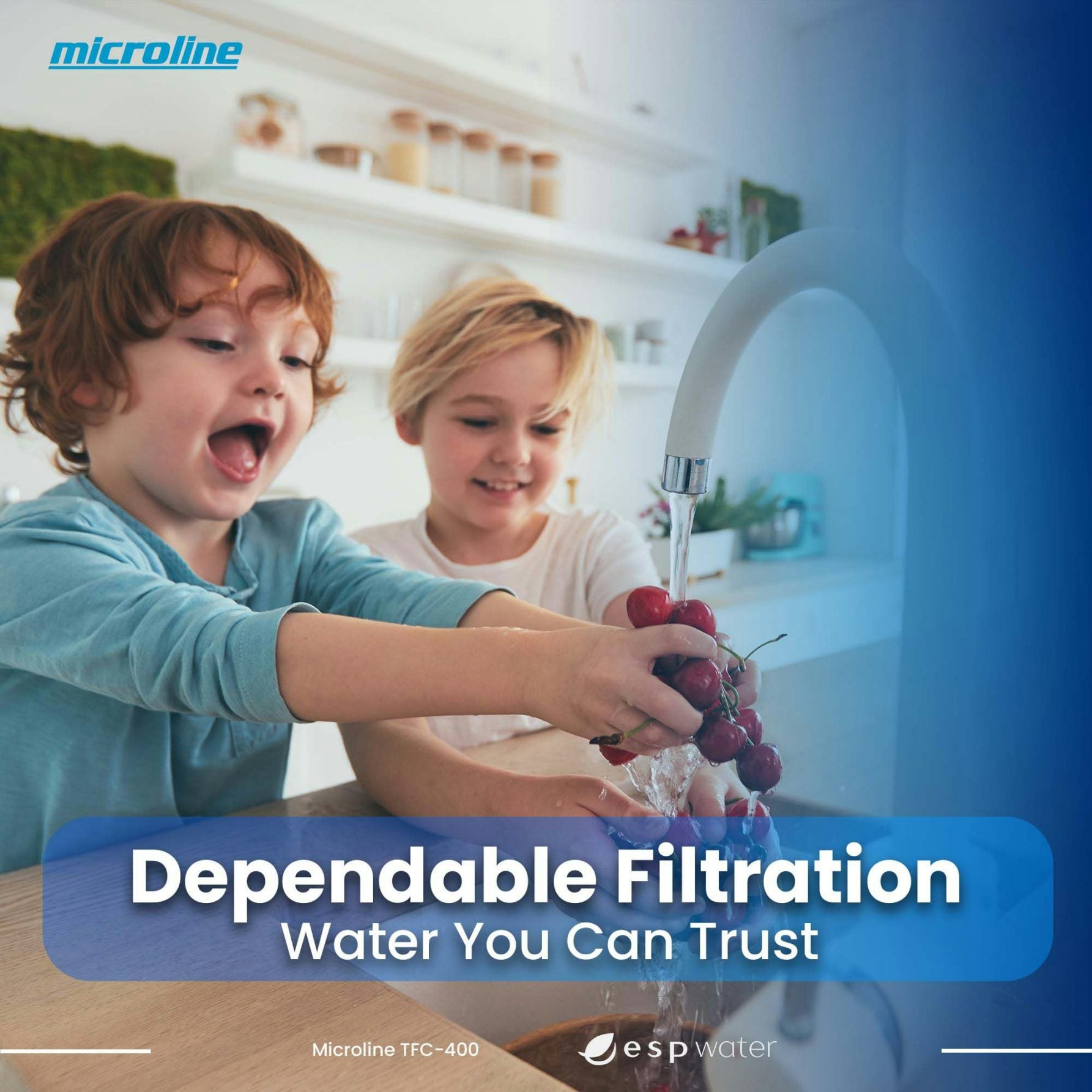 Microline TFC-400 reverse osmosis system for dependable under-sink drinking water filtration