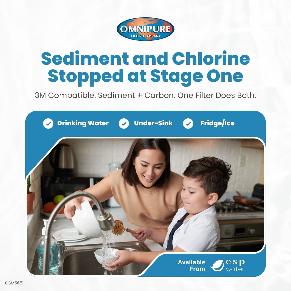 Omnipure CSM5651 features for compatible Water Factory, CUNO, 3M and older Ionics RO systems