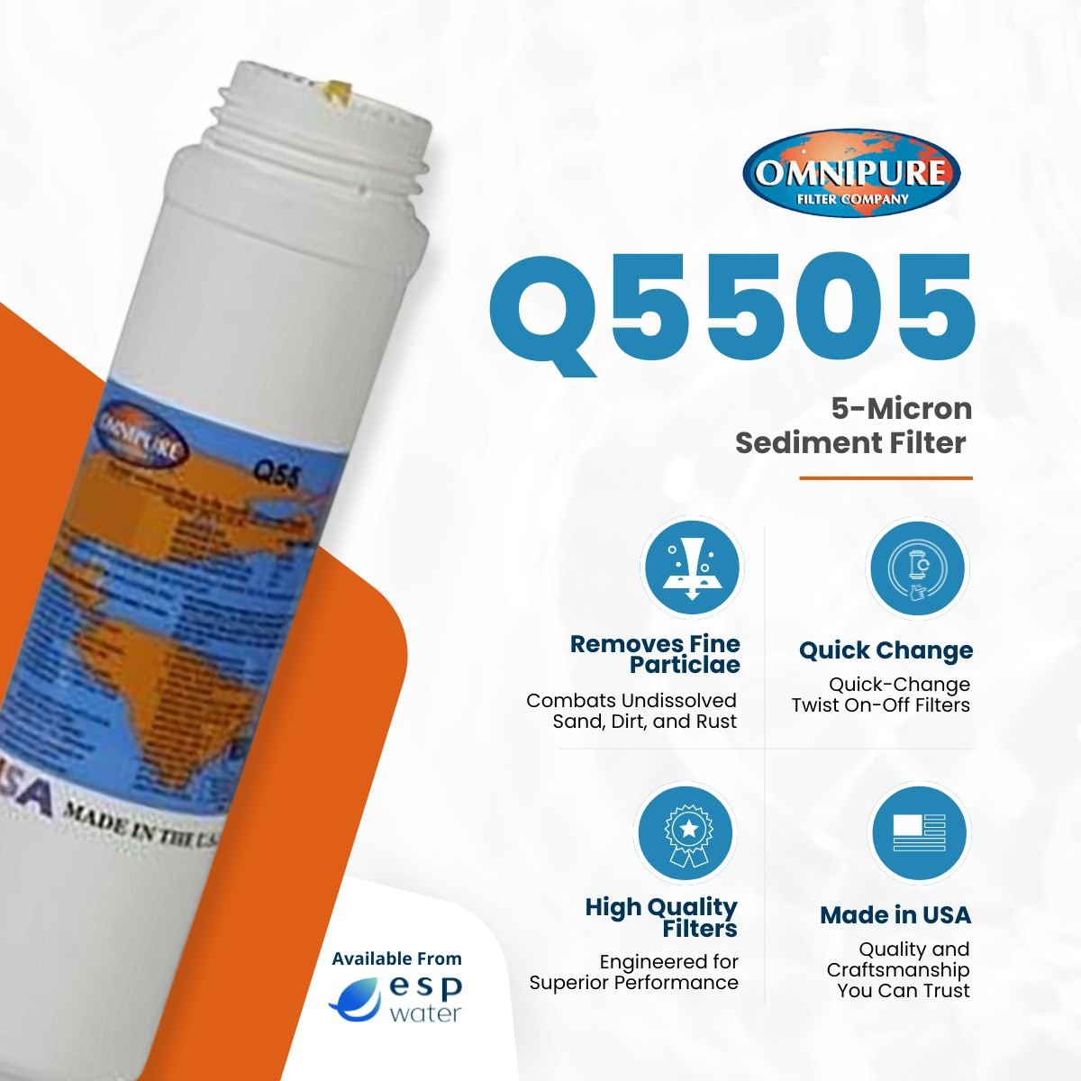 Omnipure Q5505 sediment filter benefits for reducing dirt sand and other sediment particles