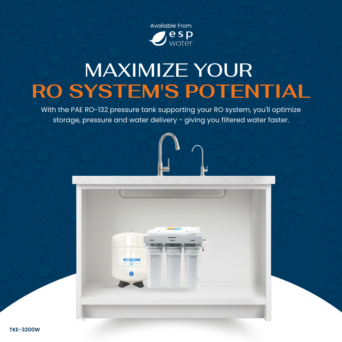 PAE RO-132 reverse osmosis water storage pressure tank installation guidance