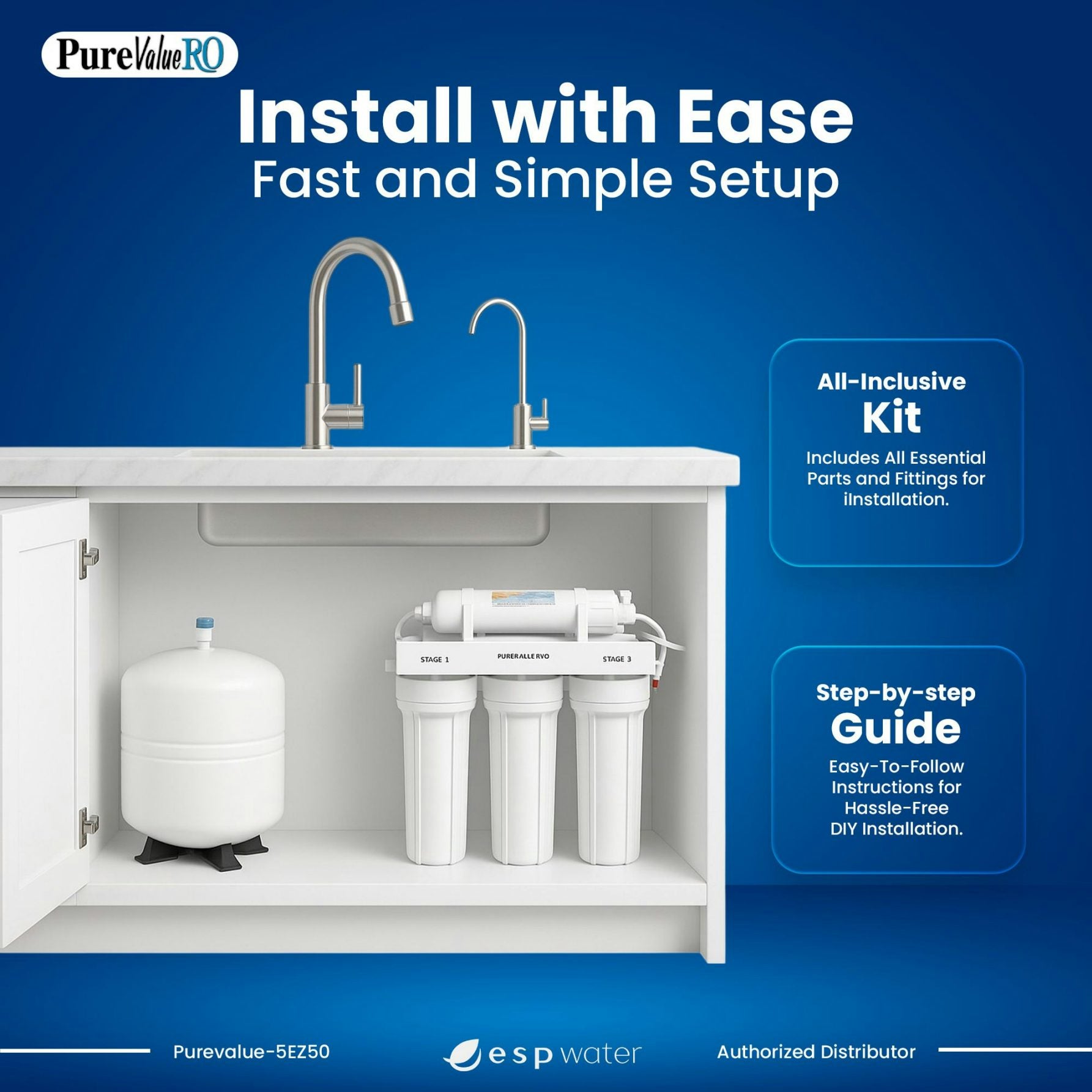 PureValue 5EZ50 under-sink reverse osmosis system installation information