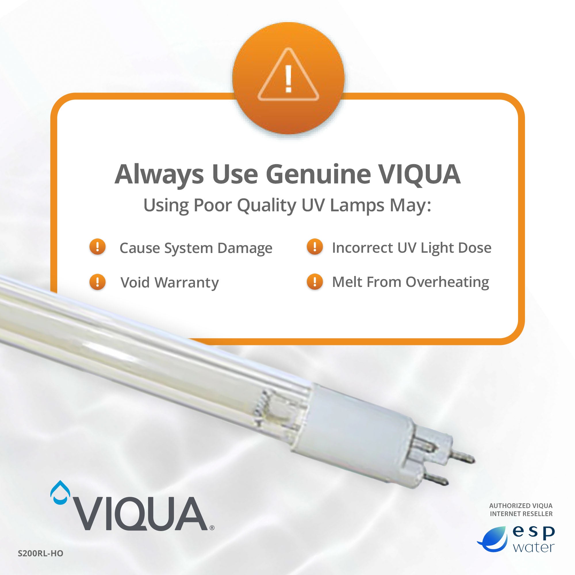 How to identify genuine VIQUA S200RL-HO UV lamps and avoid non-OEM replacement lamps