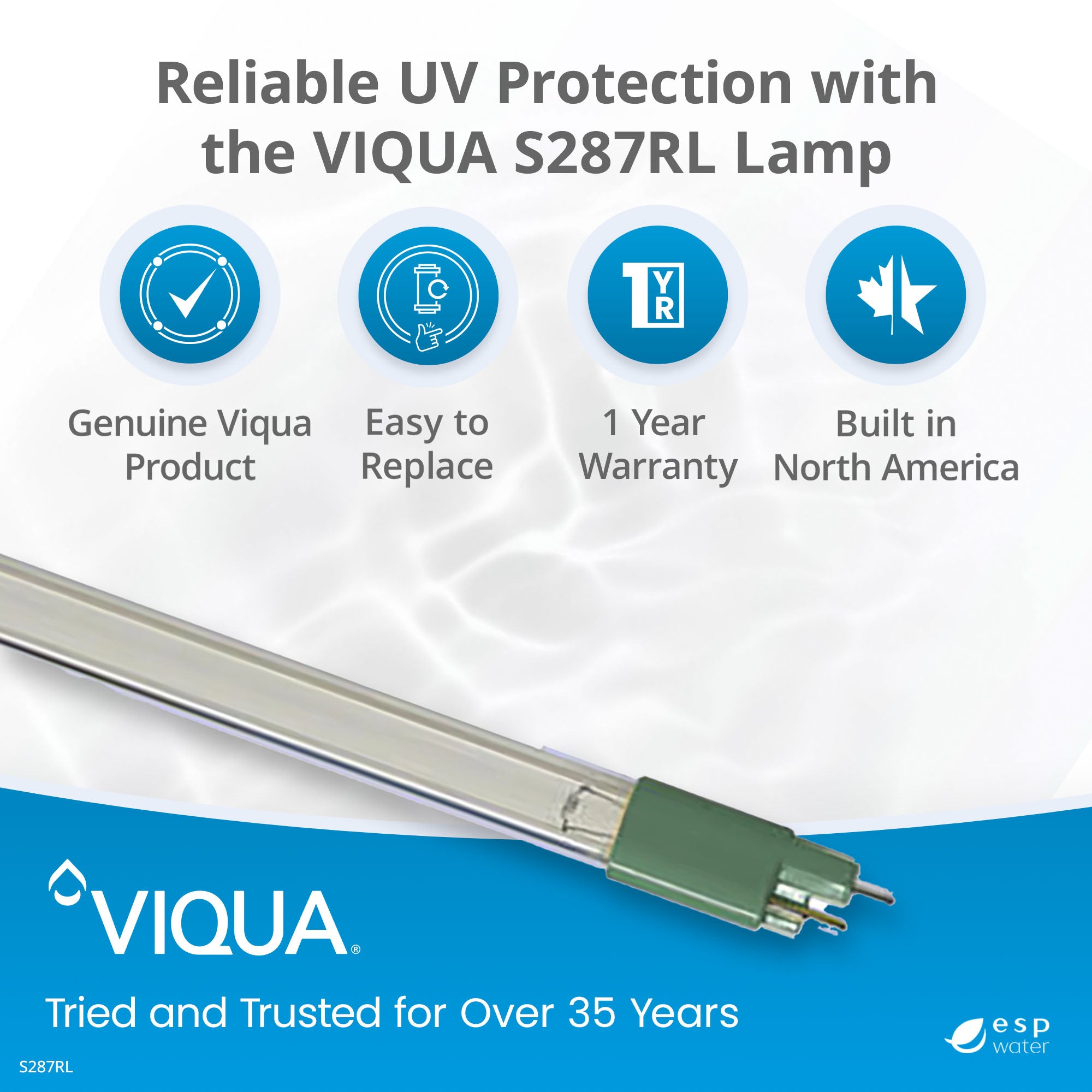 VIQUA S287RL UV lamp benefits for maintaining compatible S1Q-PA, SC2.5 and SSM-14 systems